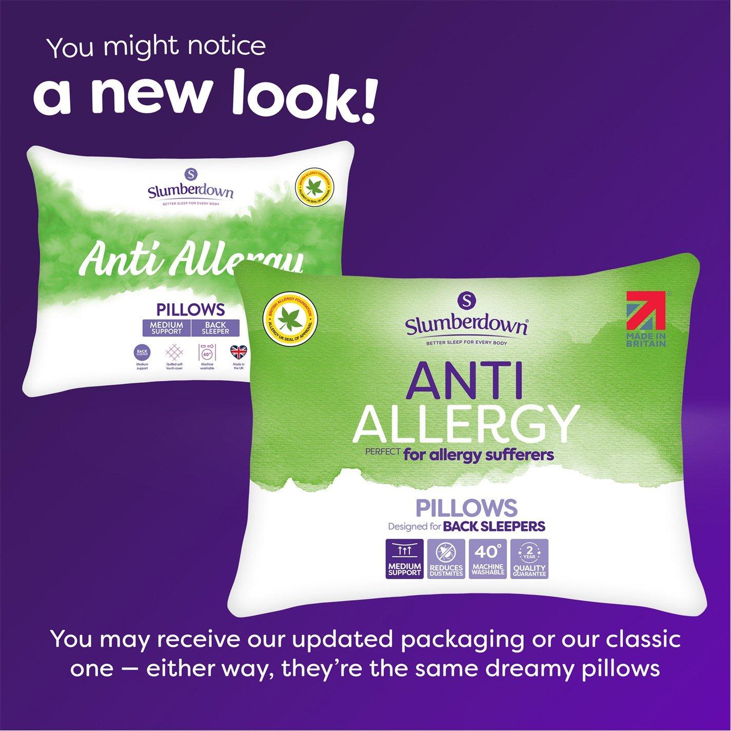 White - Slumberdown - Anti Allergy Medium Support Pillow - 9
