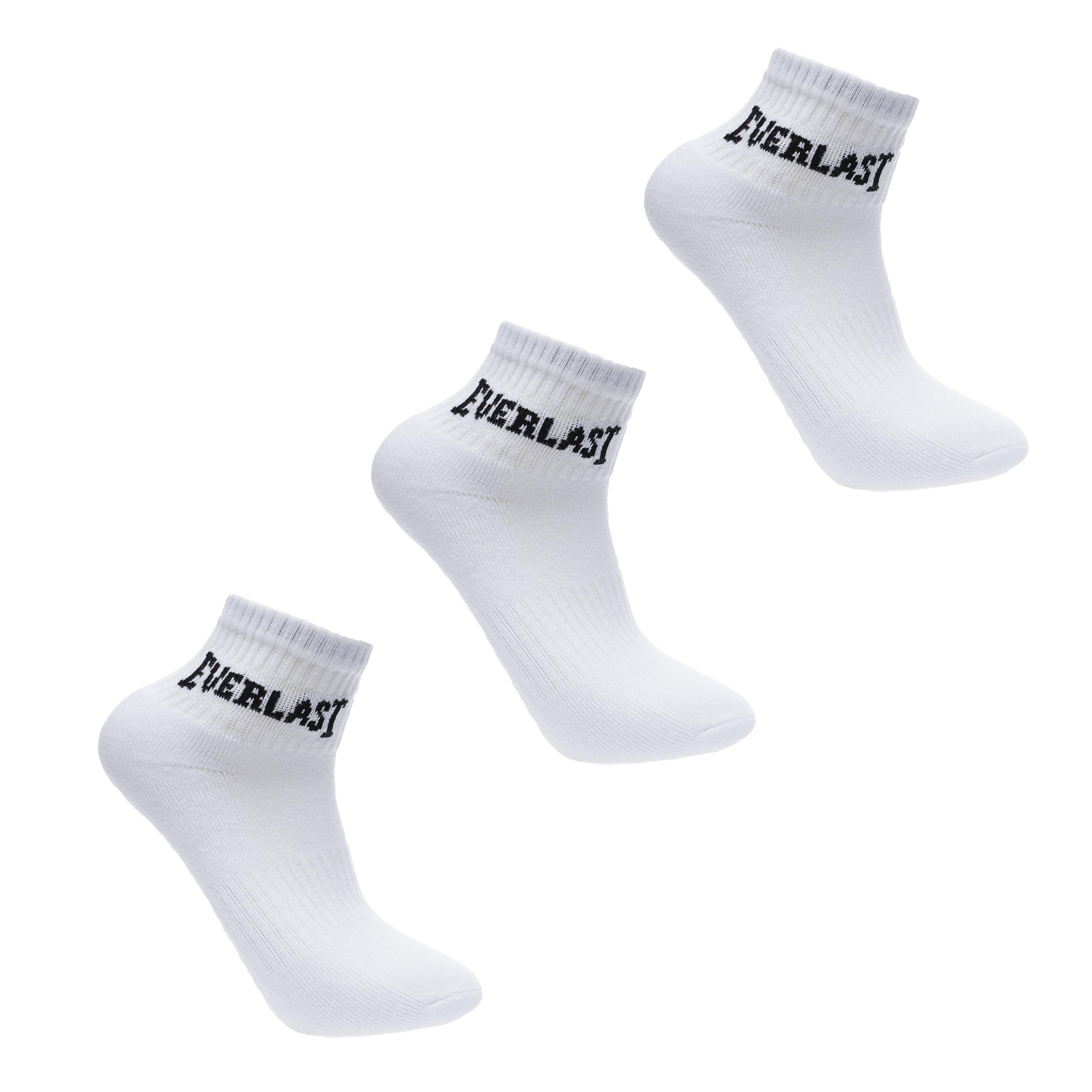 Everlast  Kids Quarter Socks 3 Pack Childrens - White - Chd C8-C13