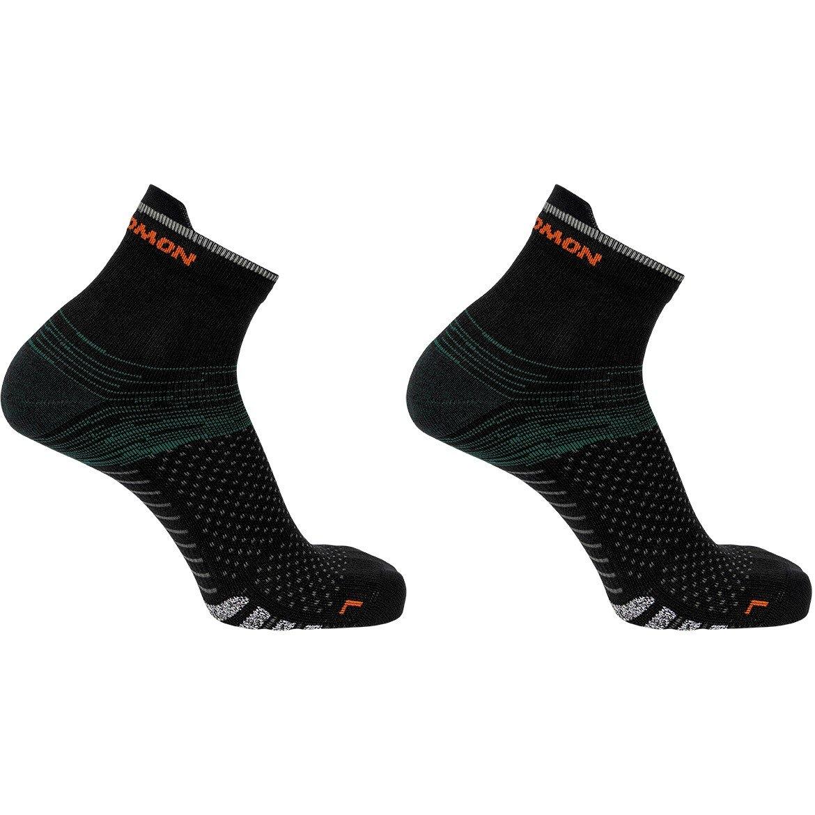 Black/Green - Salomon - Predict Quarter 2 Pack Running Socks Mens