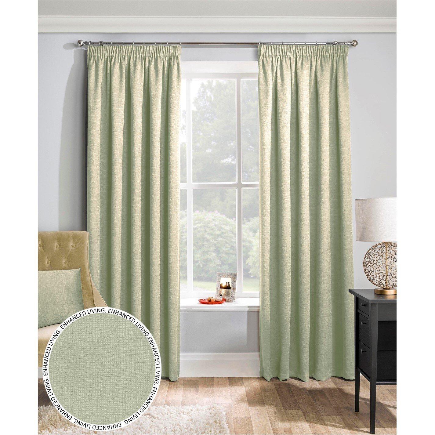 Enhanced Living  Matrix Green Thermal Blockout Tape Top Curtain - Light Green - 229x137cm
