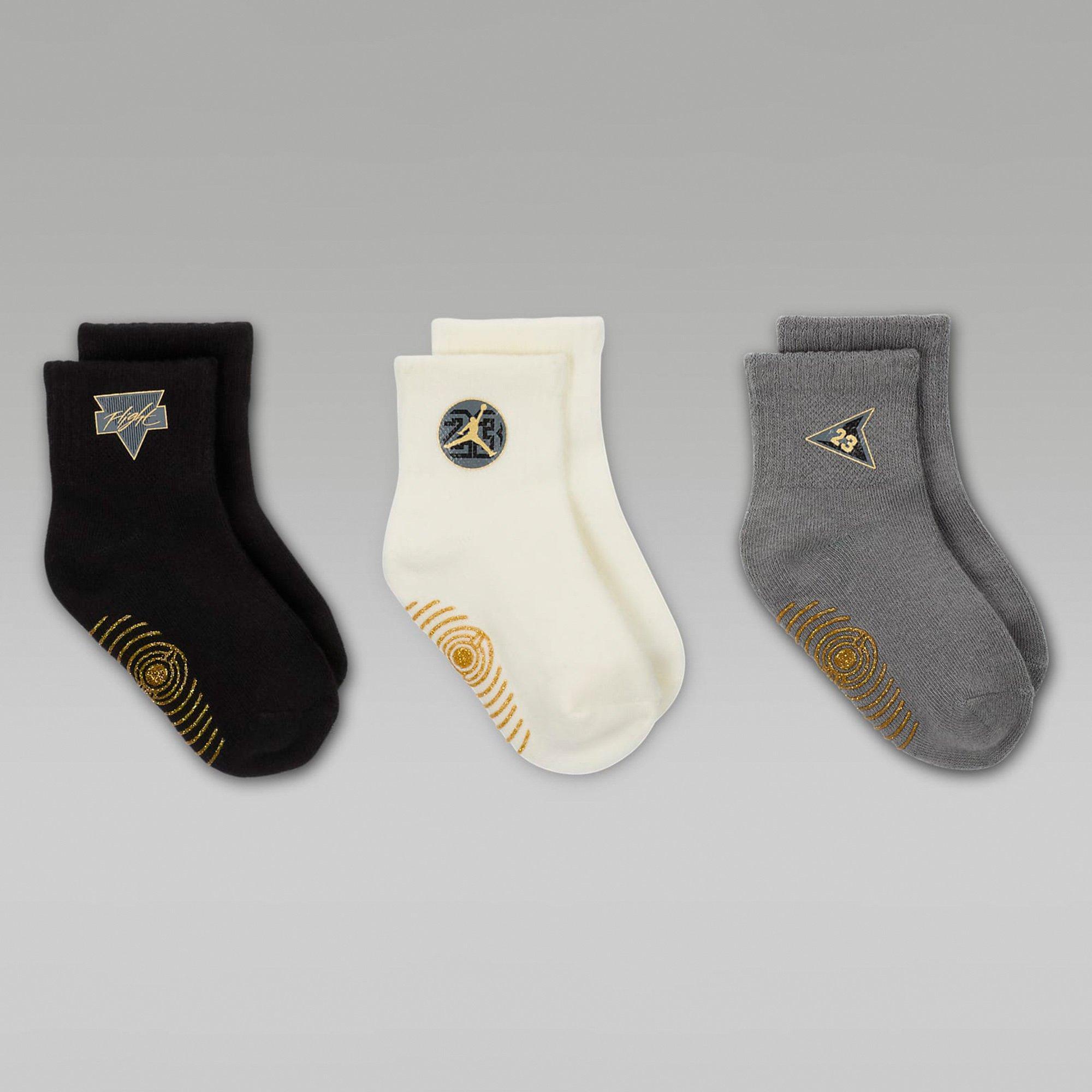 Black - Air Jordan - AJ 3 Pack Quater Grip Socks Infants - 2