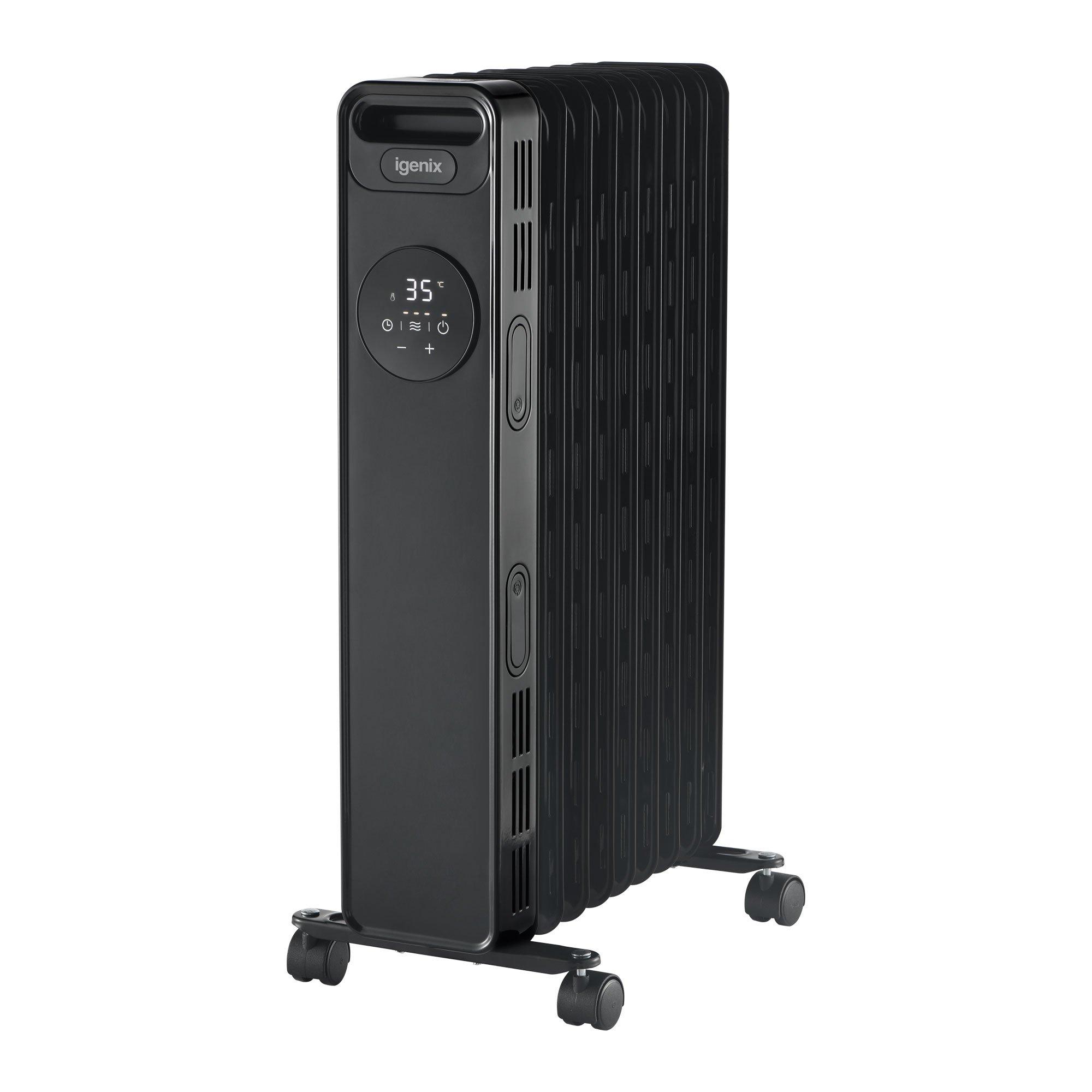 Black - Igenix - IG2621BL 2KW Digital Oil Filled Radiator Black - 1