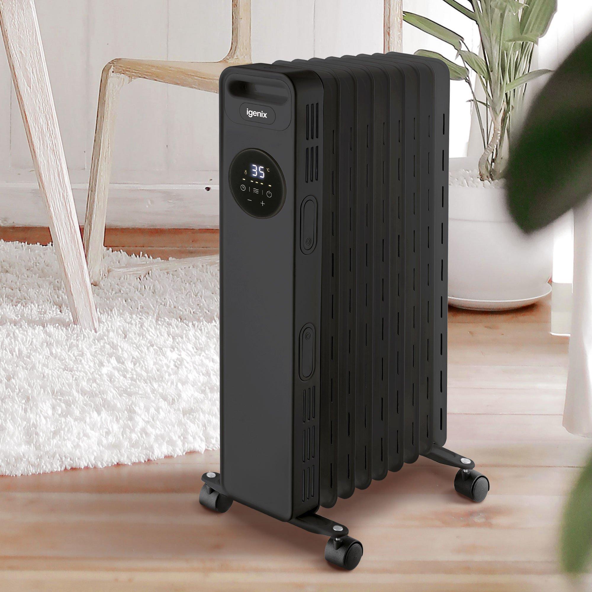 Black - Igenix - IG2621BL 2KW Digital Oil Filled Radiator Black - 4