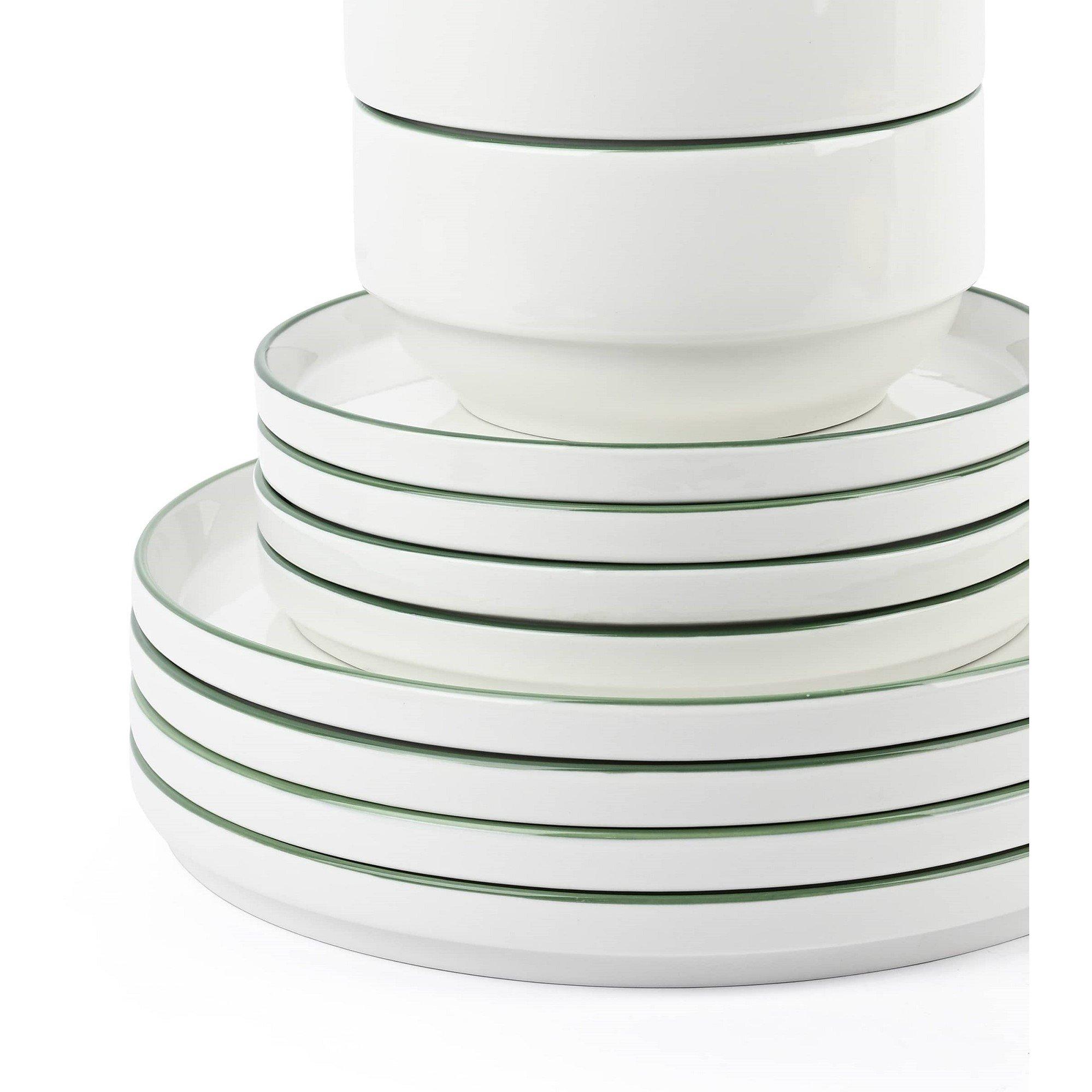 Sage Green - Waterside - 12PC Sage Green Rim Stacking Dinner Set - 4