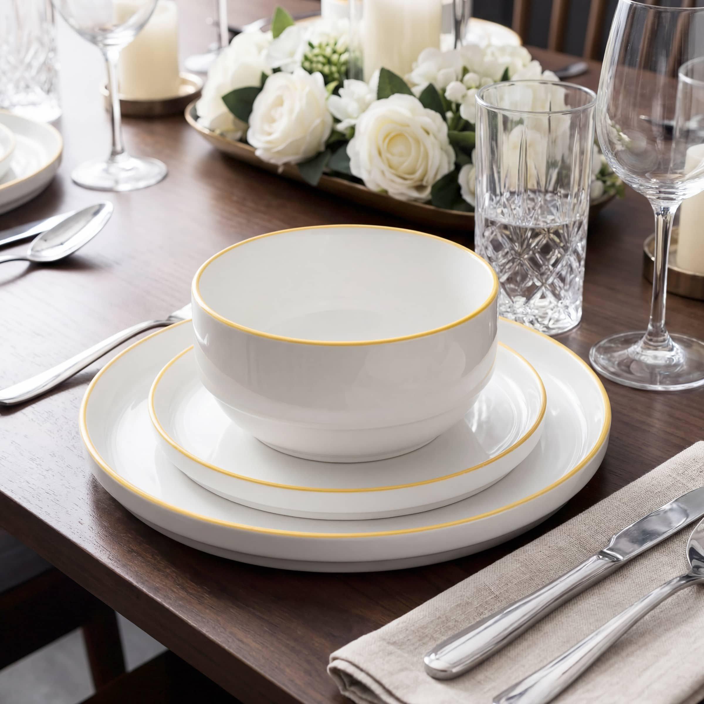 Yellow Rim - Waterside - 12PC Yellow Rim Stacking Dinner Set - 3