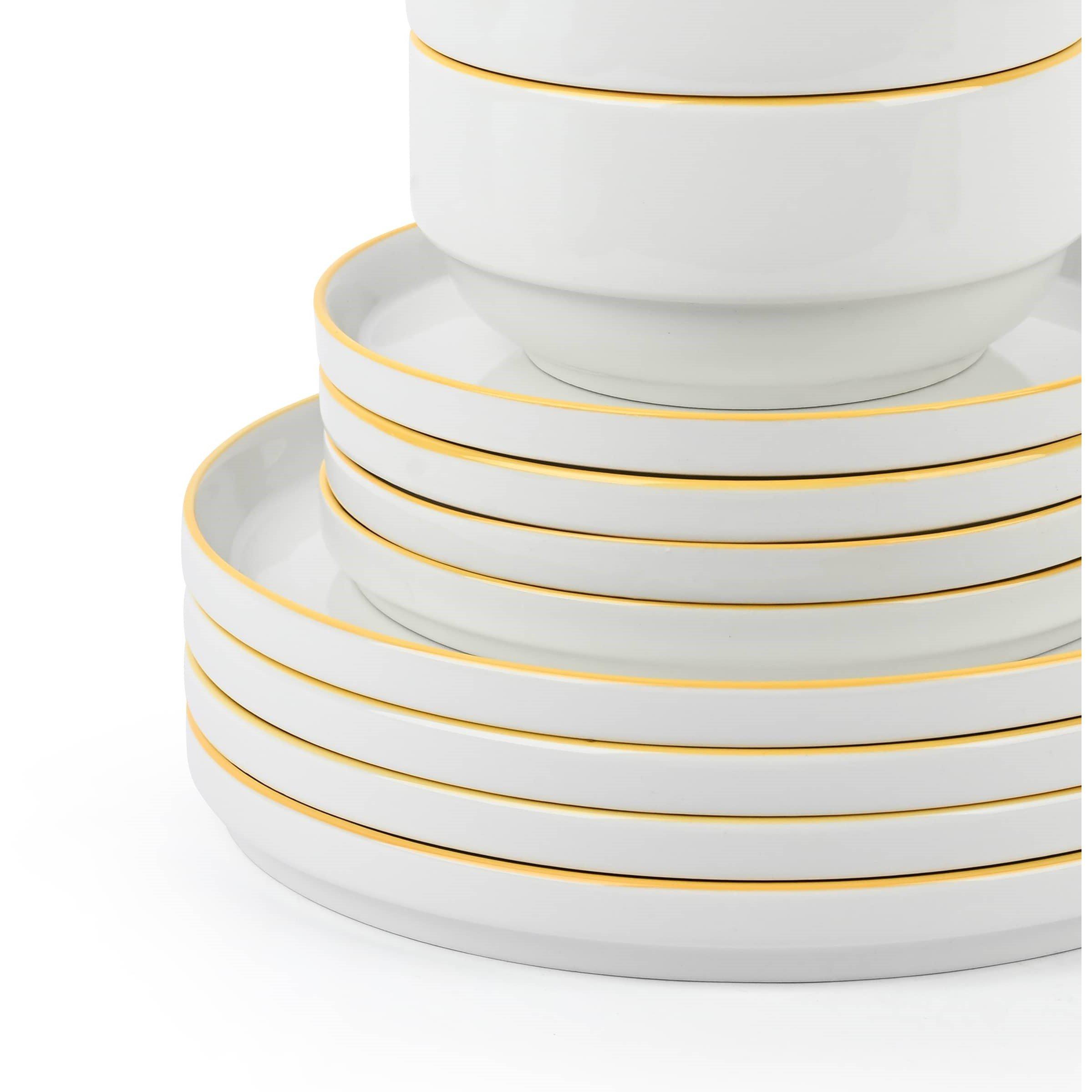 Yellow Rim - Waterside - 12PC Yellow Rim Stacking Dinner Set - 4