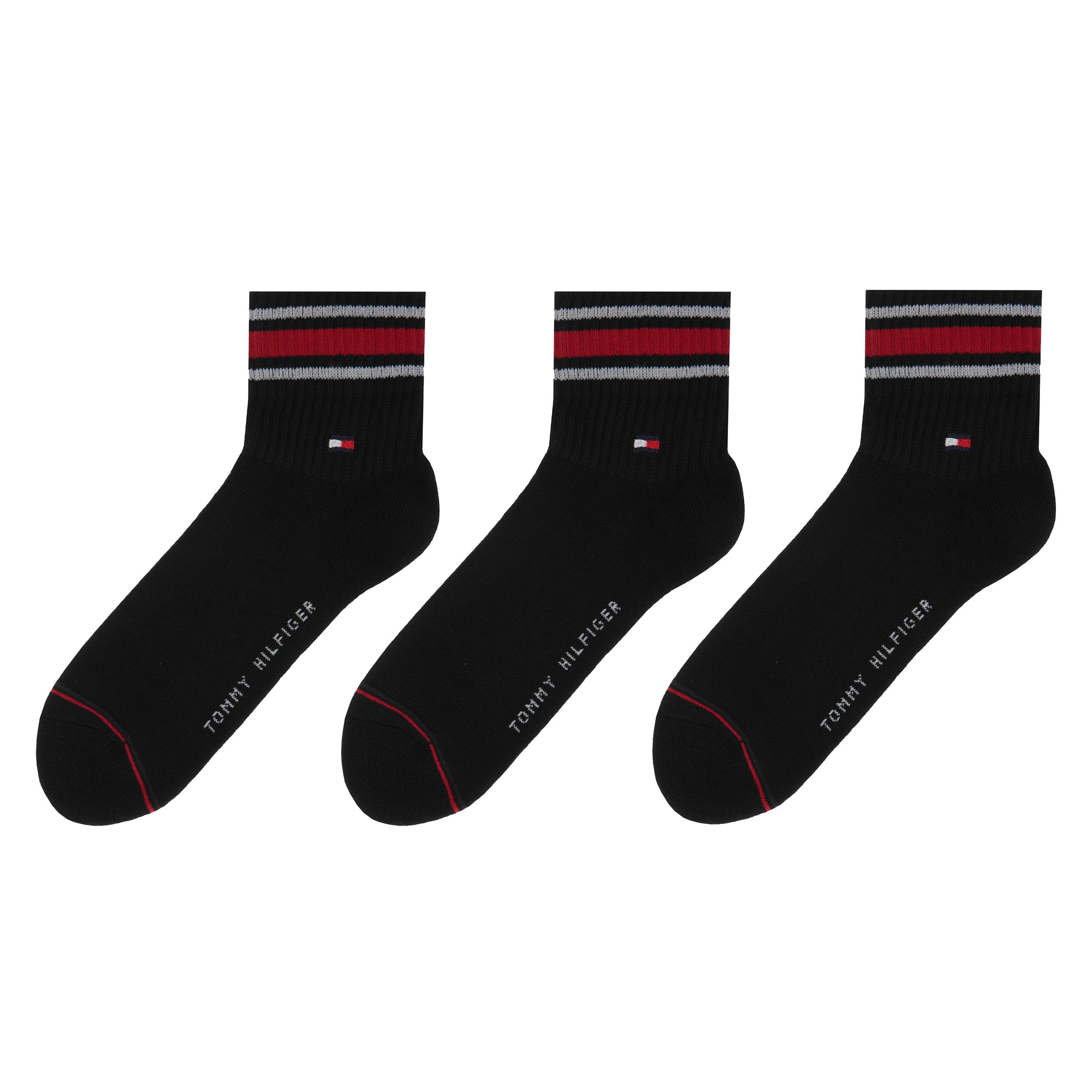Black - Tommy Hilfiger - Tommy 3 Pack Sports 1/4 Socks Mens - 1