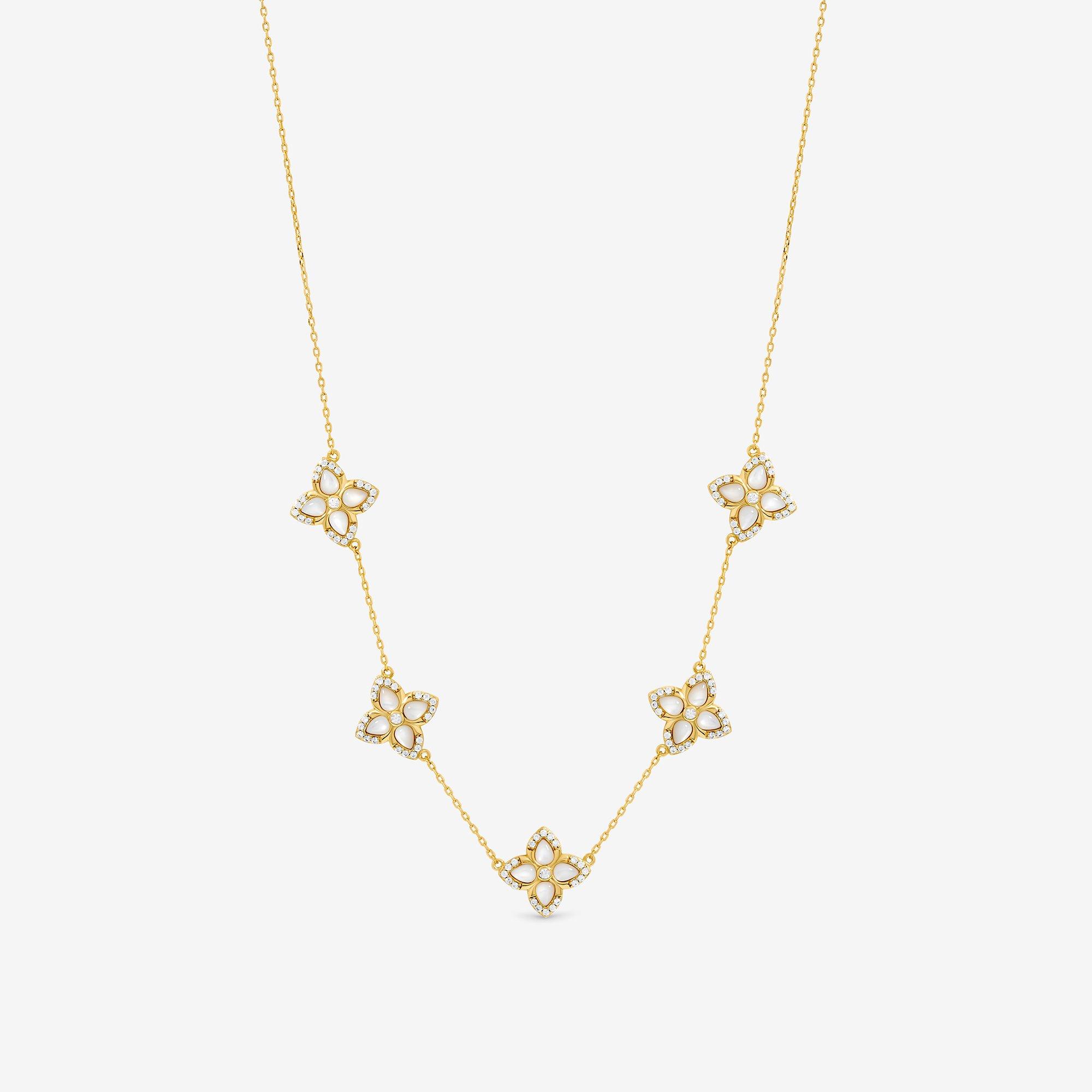 Gold - Jon Richard - 14K Gold Plated Mother of Pearl Clover Necklace - 1