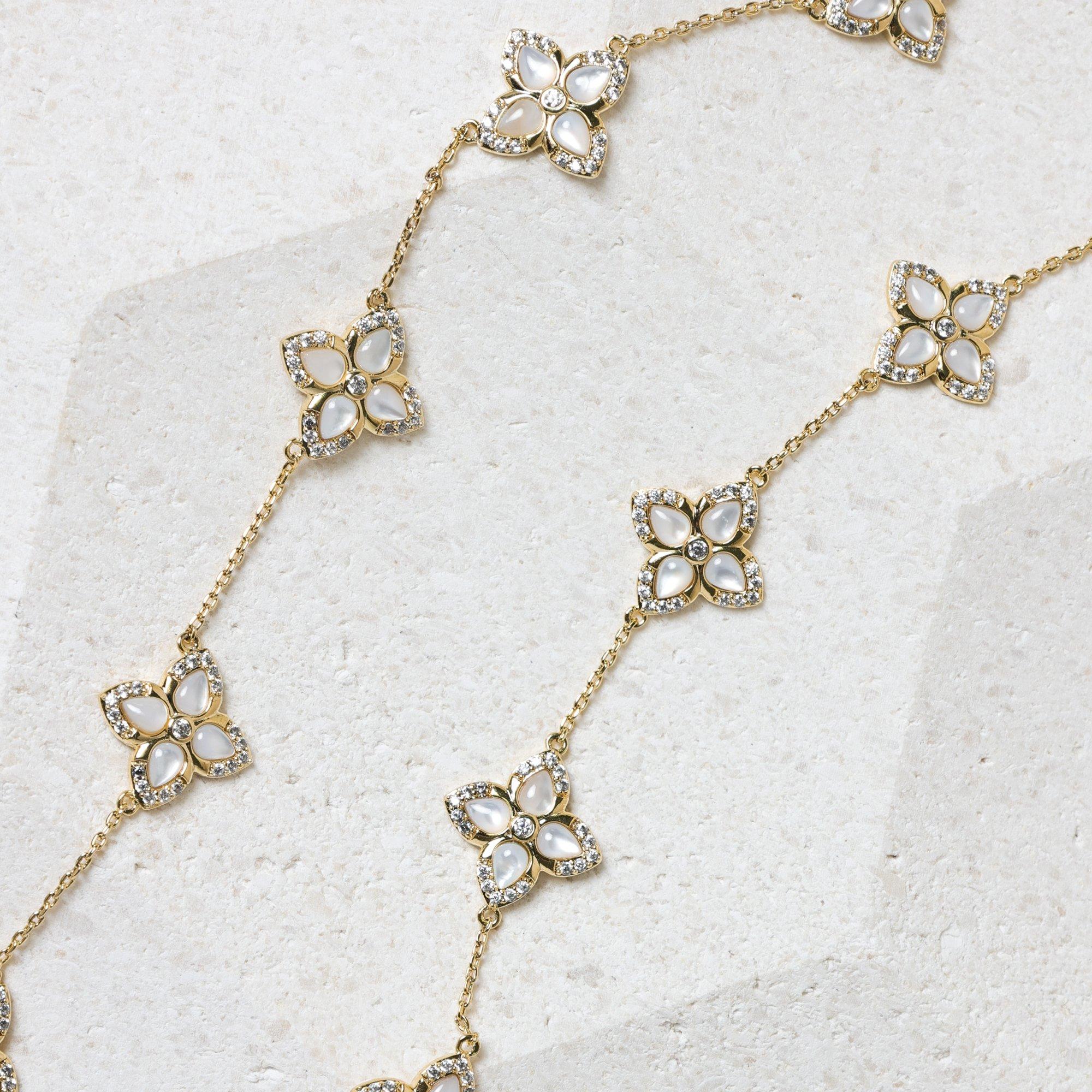 Gold - Jon Richard - 14K Gold Plated Mother of Pearl Clover Necklace - 3