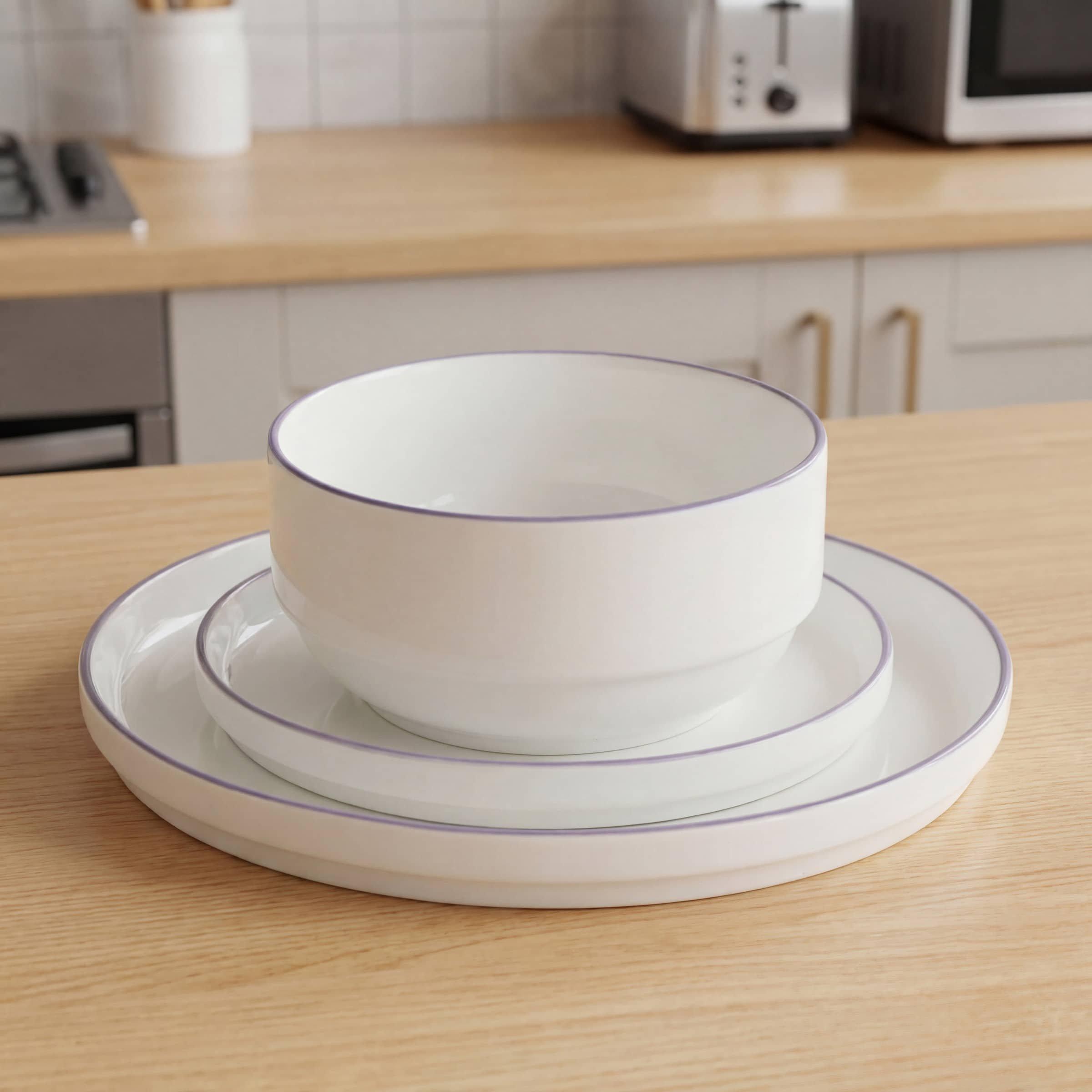 Lilac Rim - Waterside - 12PC Lilac Rim Stacking Dinner Set - 3