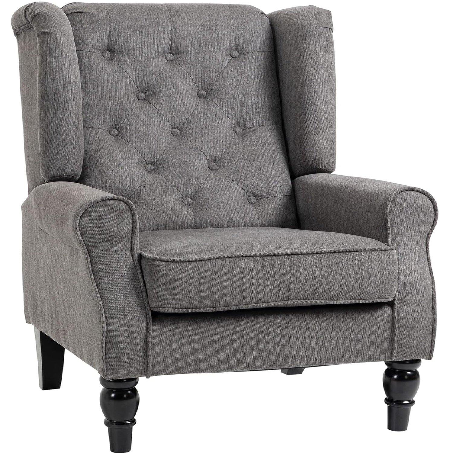 Light Grey - HOMCOM - HOMCOM Retro Accent Chair - 1