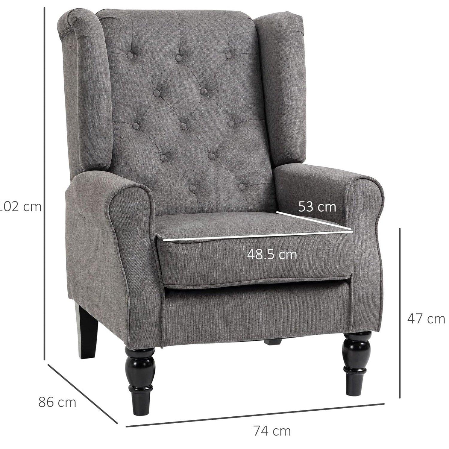 Light Grey - HOMCOM - HOMCOM Retro Accent Chair - 3
