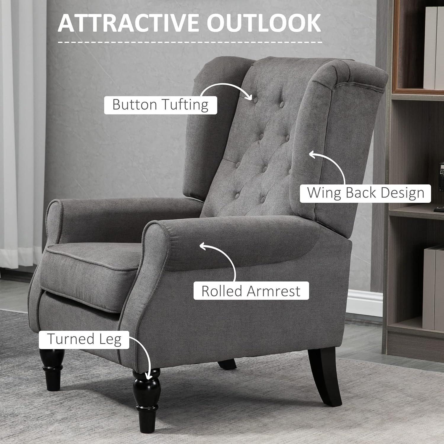 Light Grey - HOMCOM - HOMCOM Retro Accent Chair - 4
