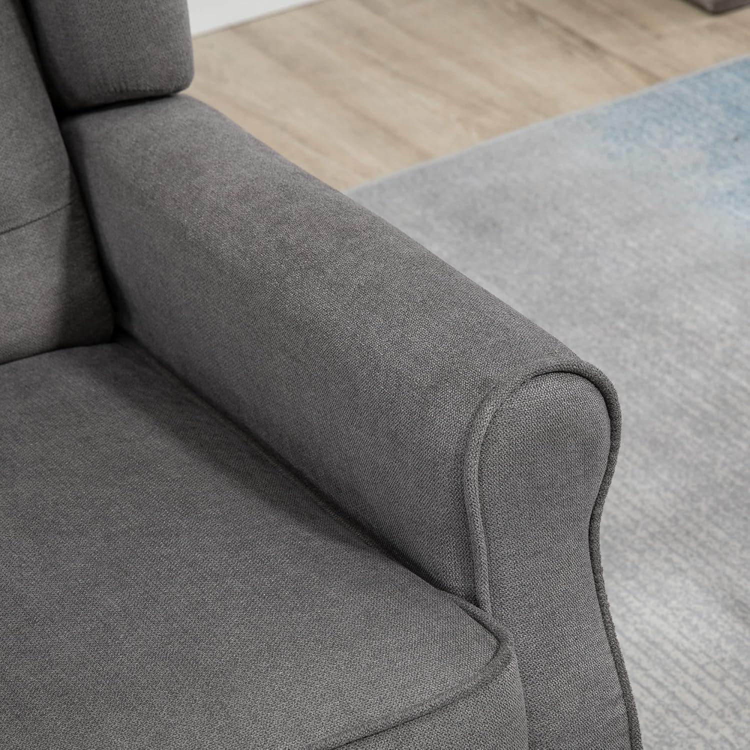 Light Grey - HOMCOM - HOMCOM Retro Accent Chair - 8