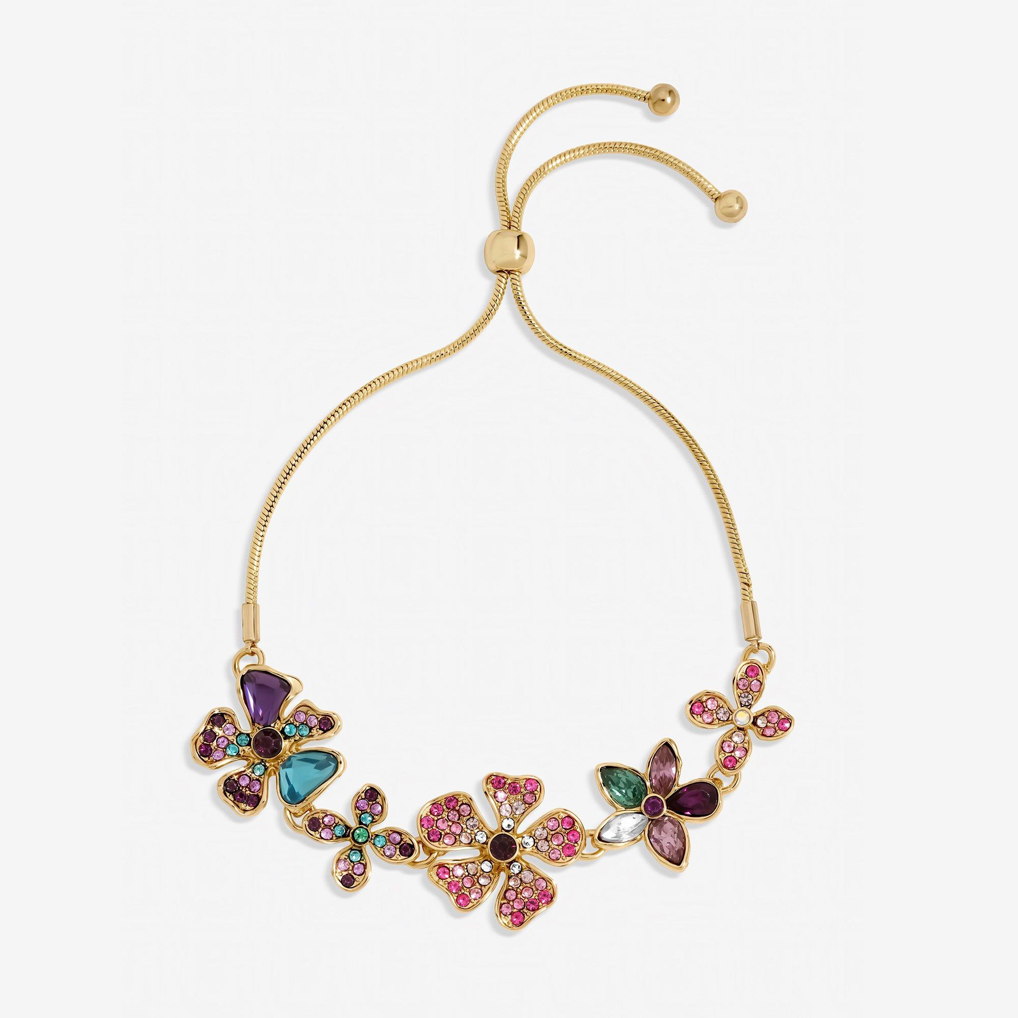 Mood Gold Multi Coloured Floral Statement Bracelet