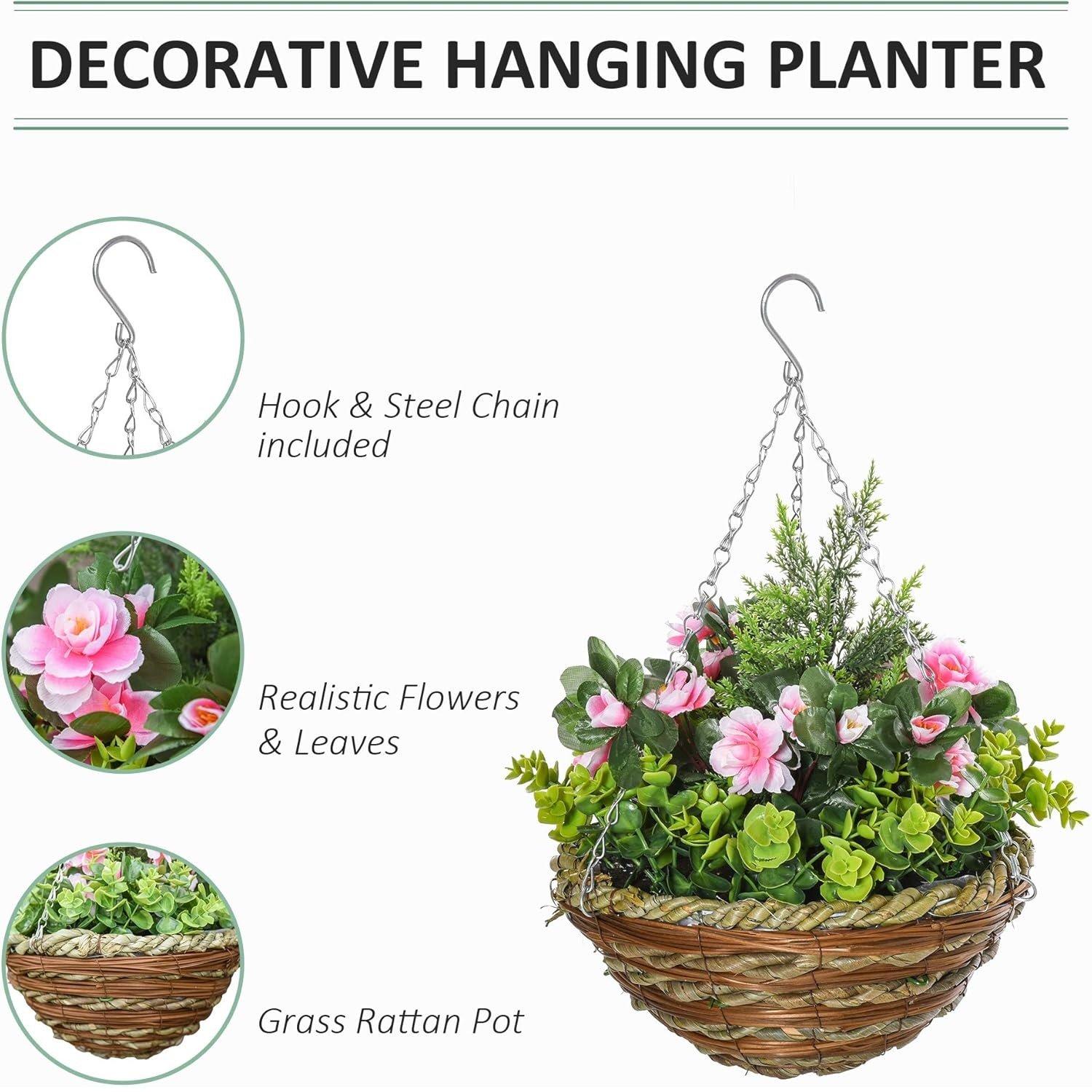 Pink - Outsunny - 2 Pack Faux Plant Artificial Lisianthus - 3