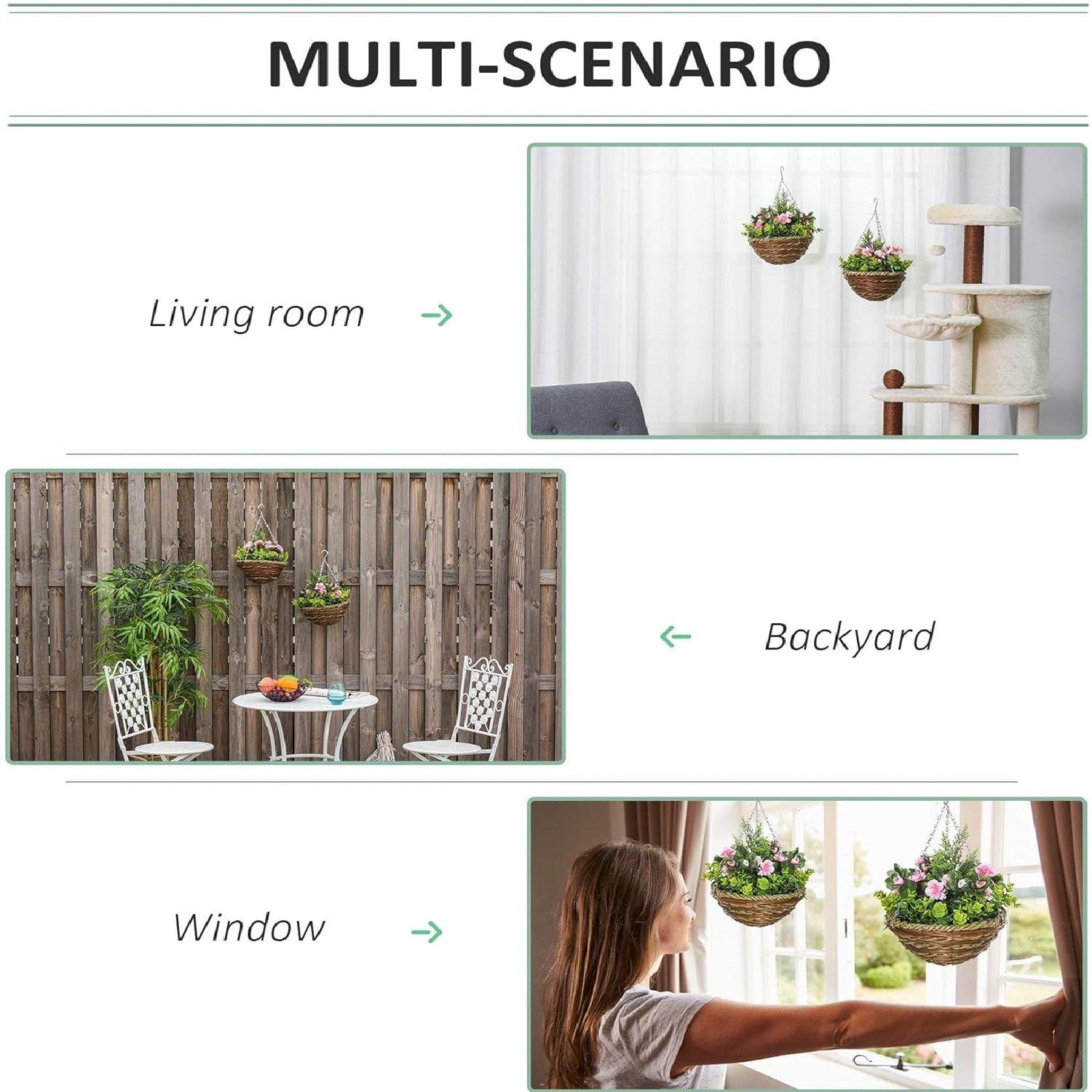 Pink - Outsunny - 2 Pack Faux Plant Artificial Lisianthus - 4