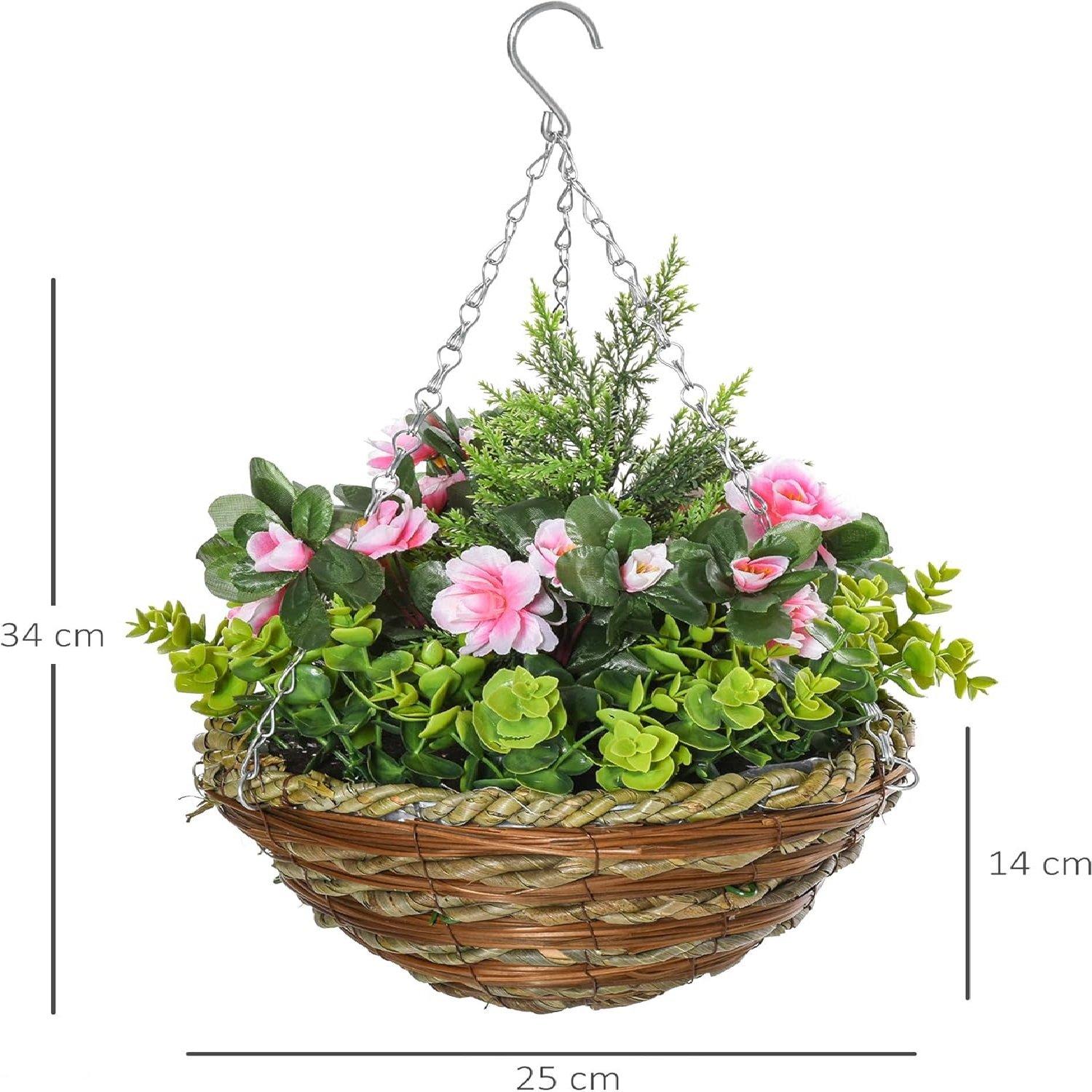 Pink - Outsunny - 2 Pack Faux Plant Artificial Lisianthus - 5