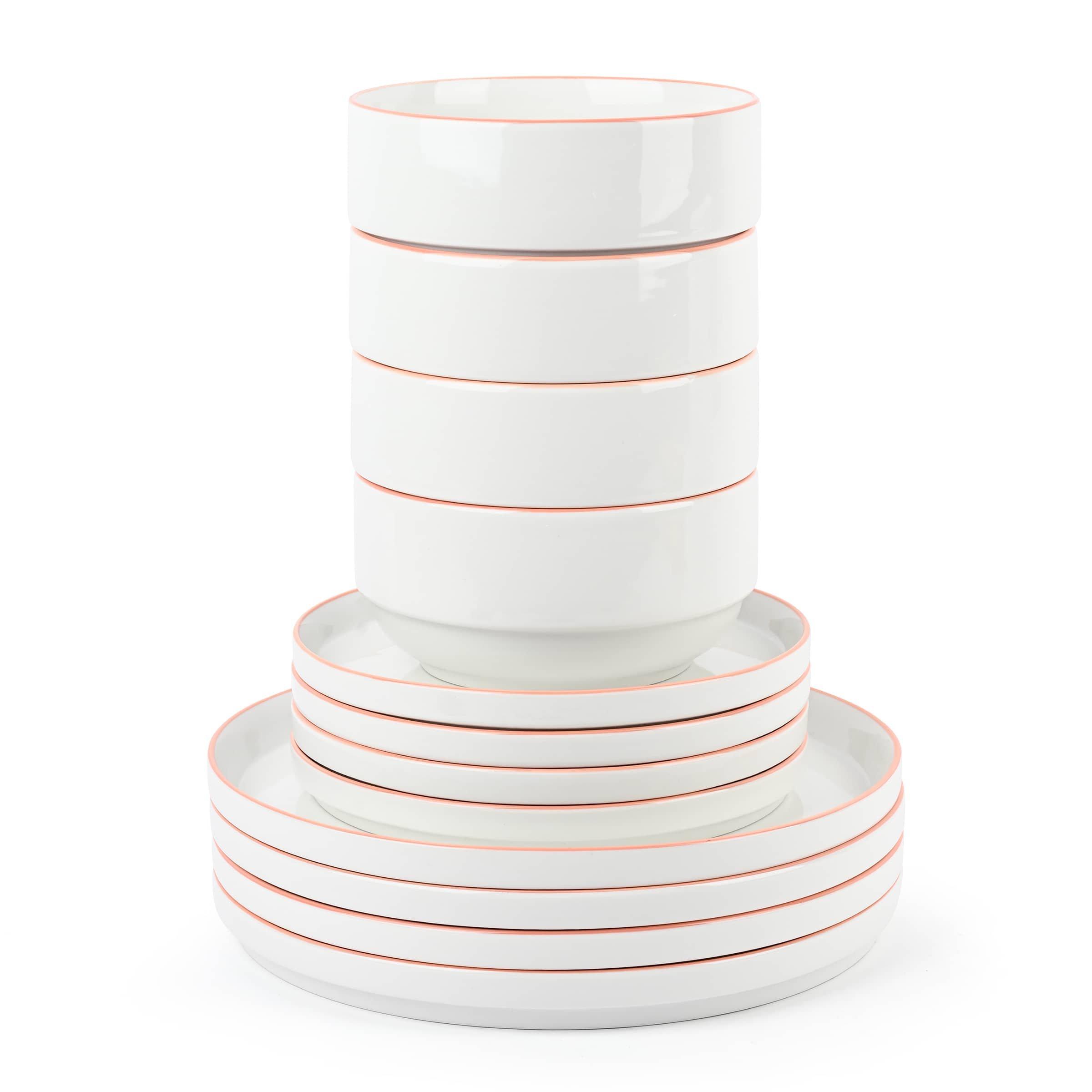 Orange Rim - Waterside - 12PC Orange Rim Stacking Dinner Set - 2