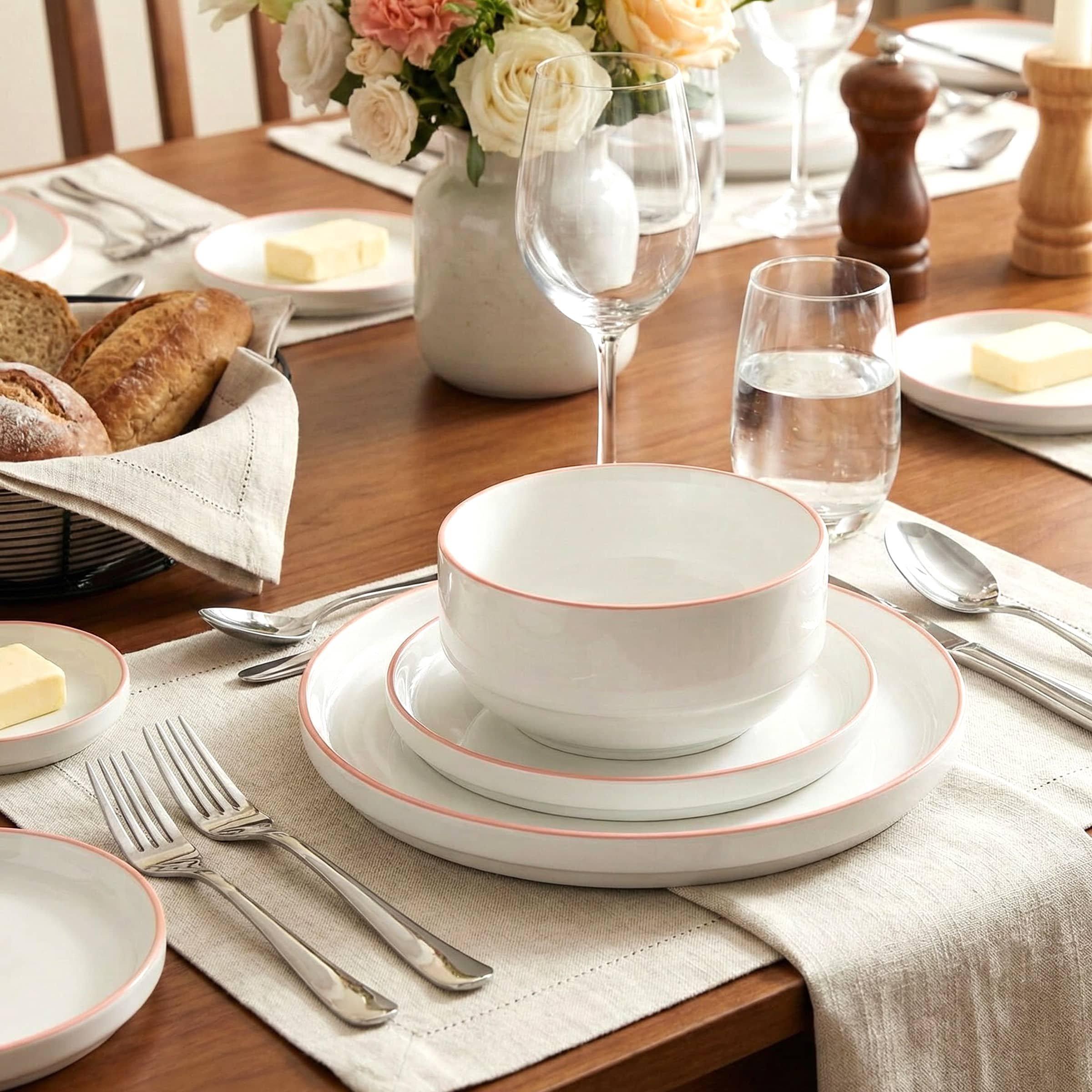 Orange Rim - Waterside - 12PC Orange Rim Stacking Dinner Set - 3