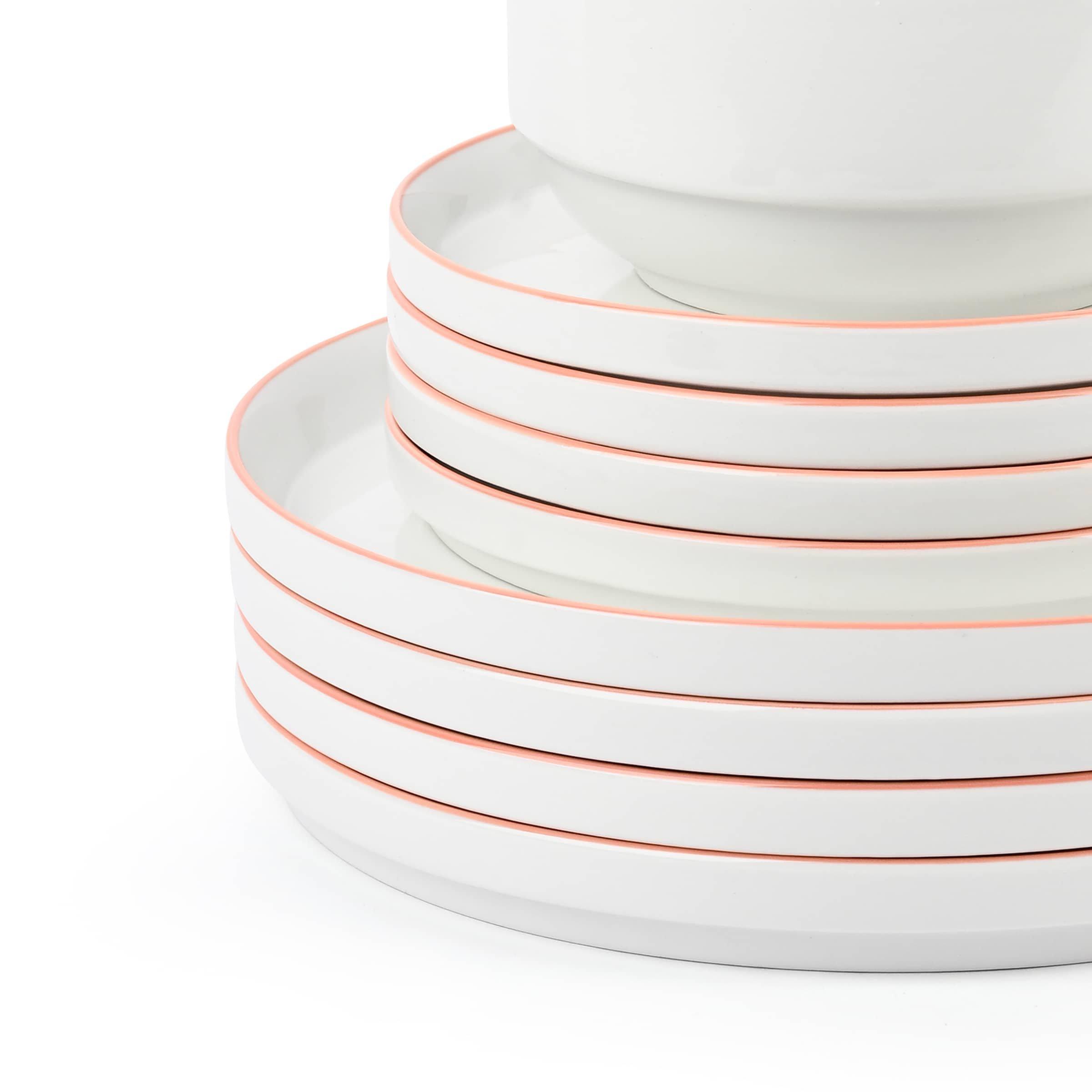 Orange Rim - Waterside - 12PC Orange Rim Stacking Dinner Set - 4
