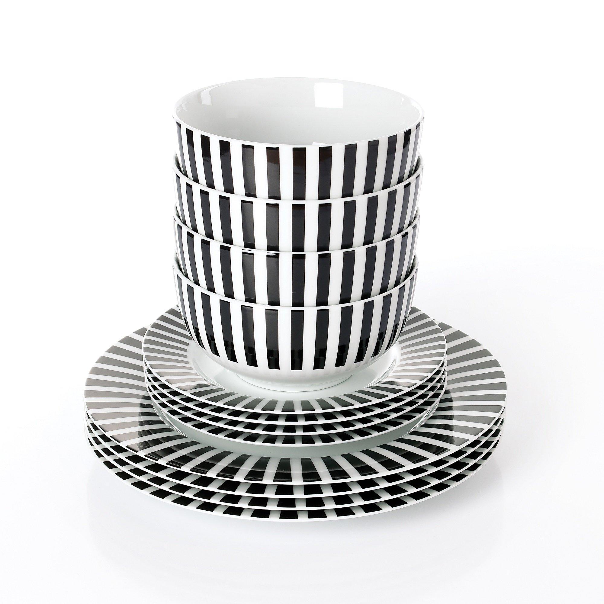 Black & White - Waterside - 12PC Black Stripe Dinner Set - 2