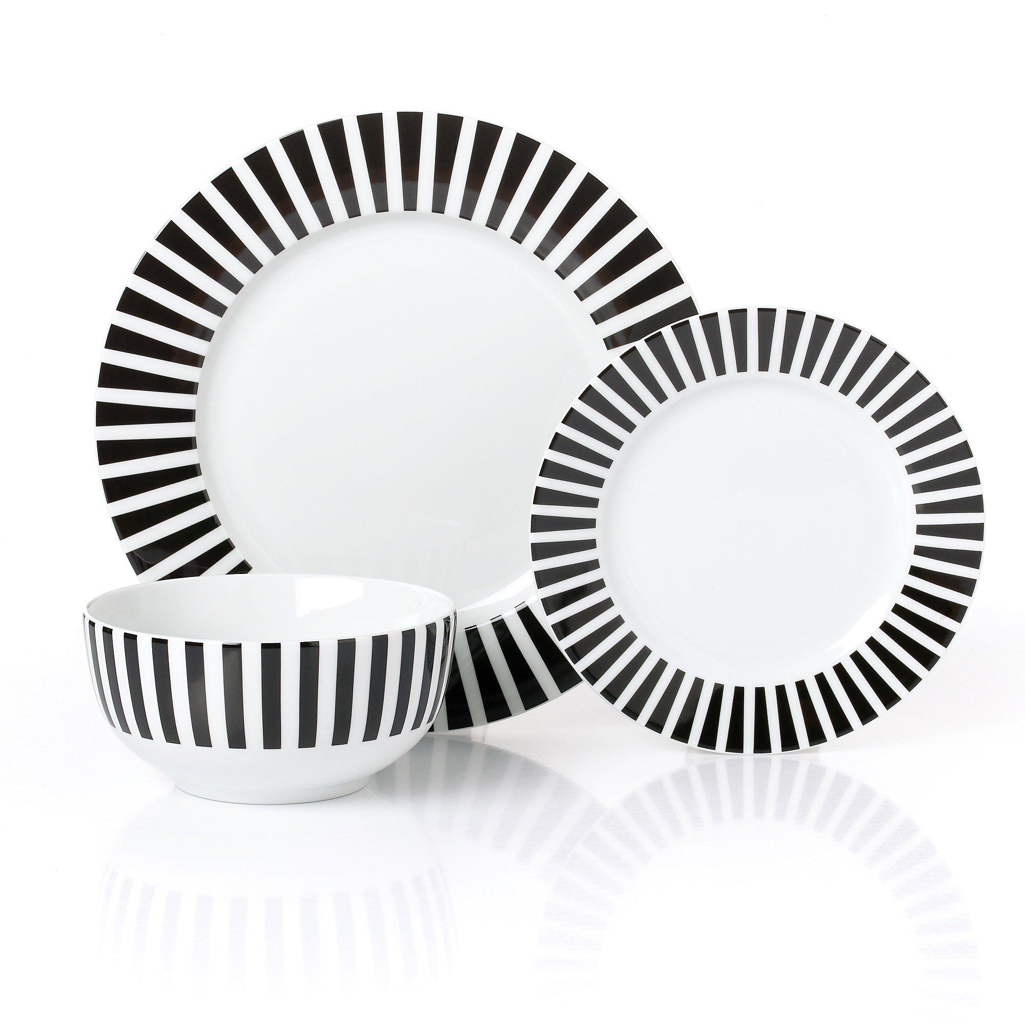 Black & White - Waterside - 12PC Black Stripe Dinner Set - 3