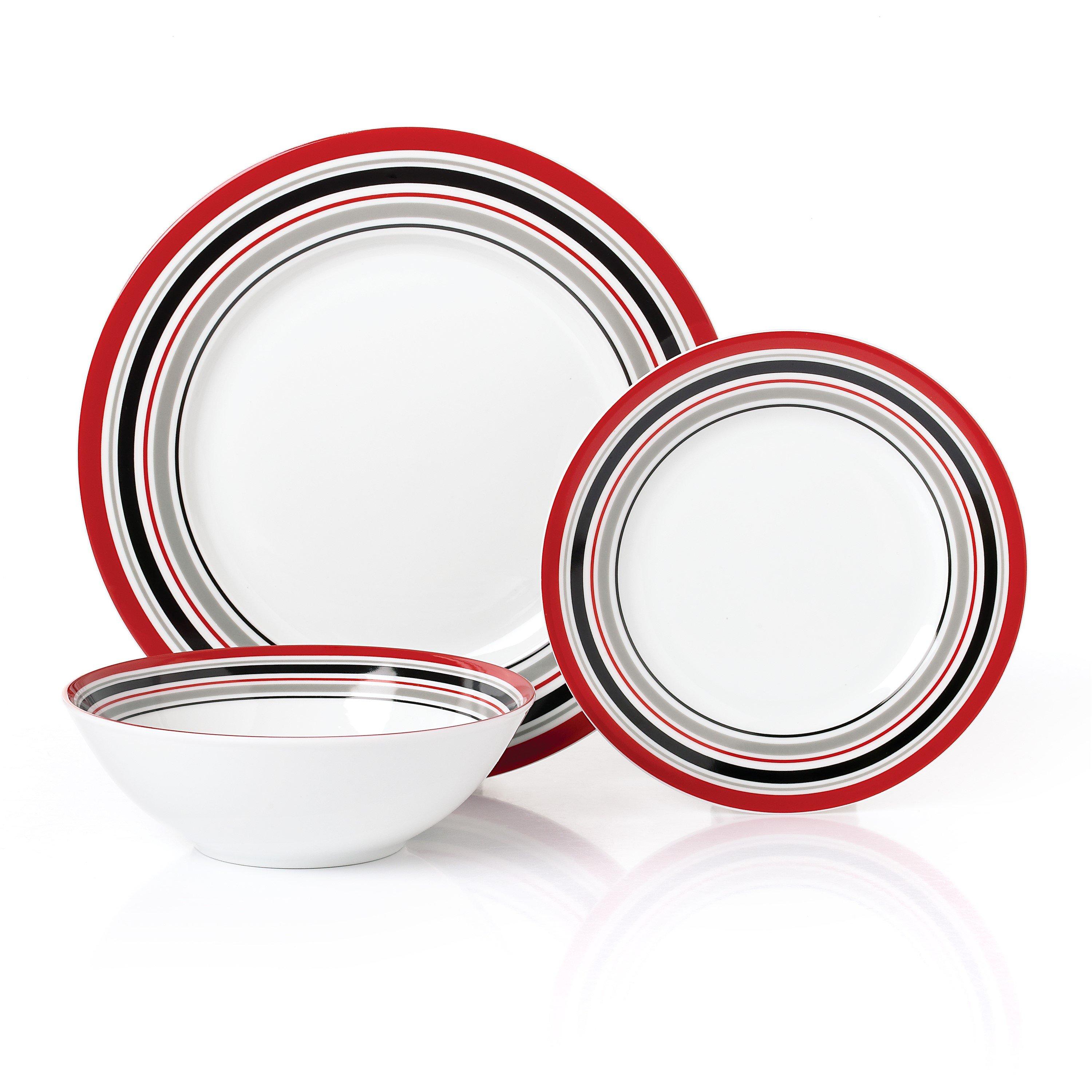 Red - Waterside - 12PC Burgundy Brompton Dinner Set - 3