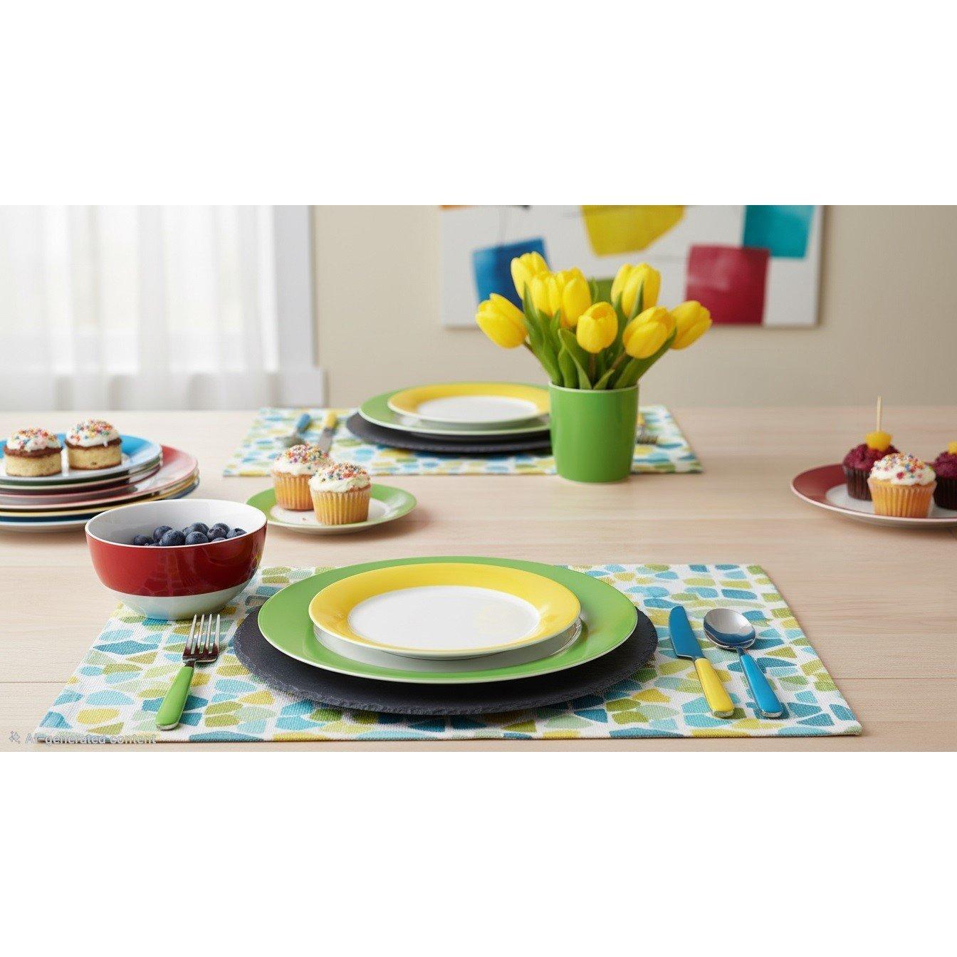 Multi - Waterside - 12PC Colour Band Dinner Set - 1