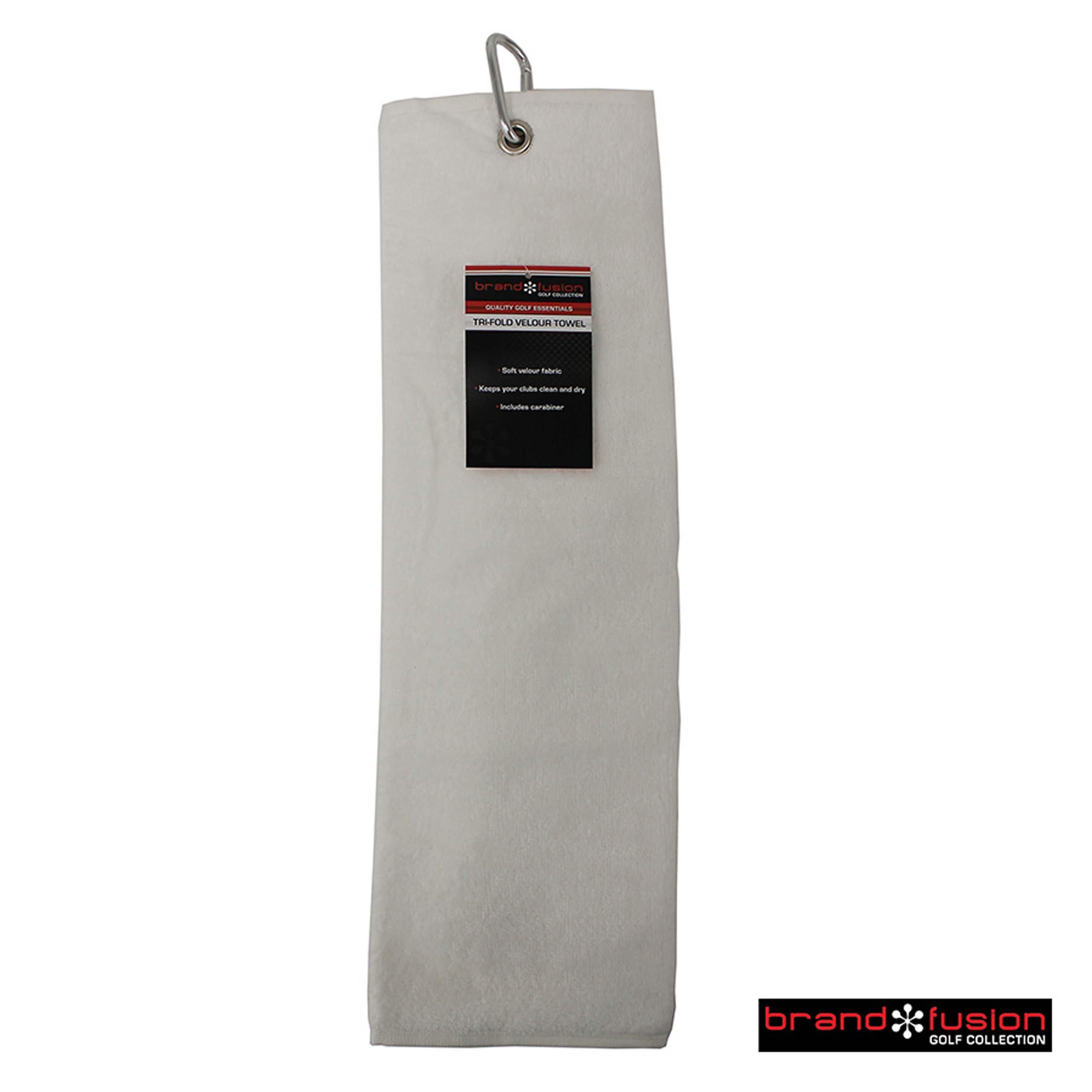 Brand Fusion  Tri Fold Velour Towel - White