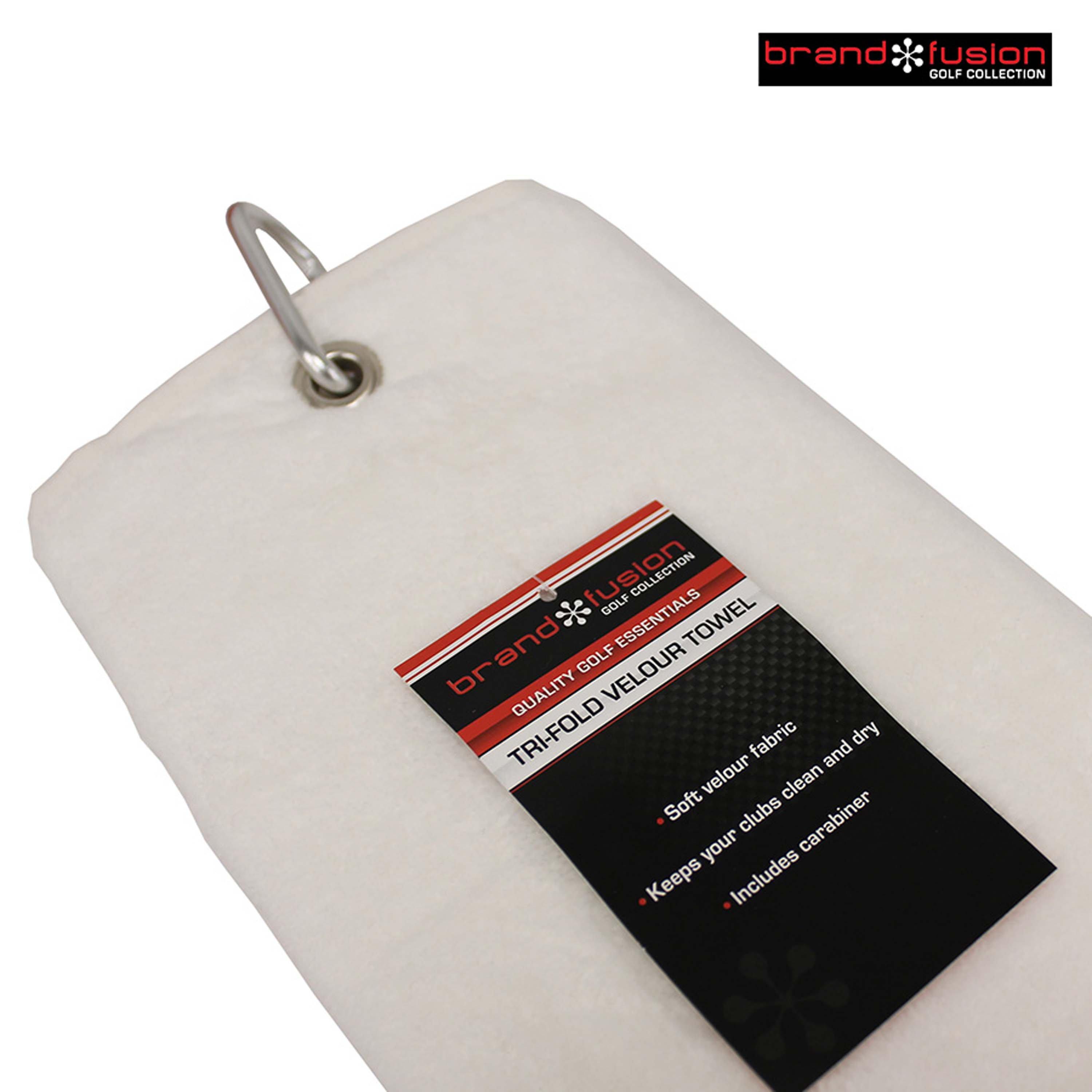 White - Brand Fusion - Tri Fold Velour Towel - 2