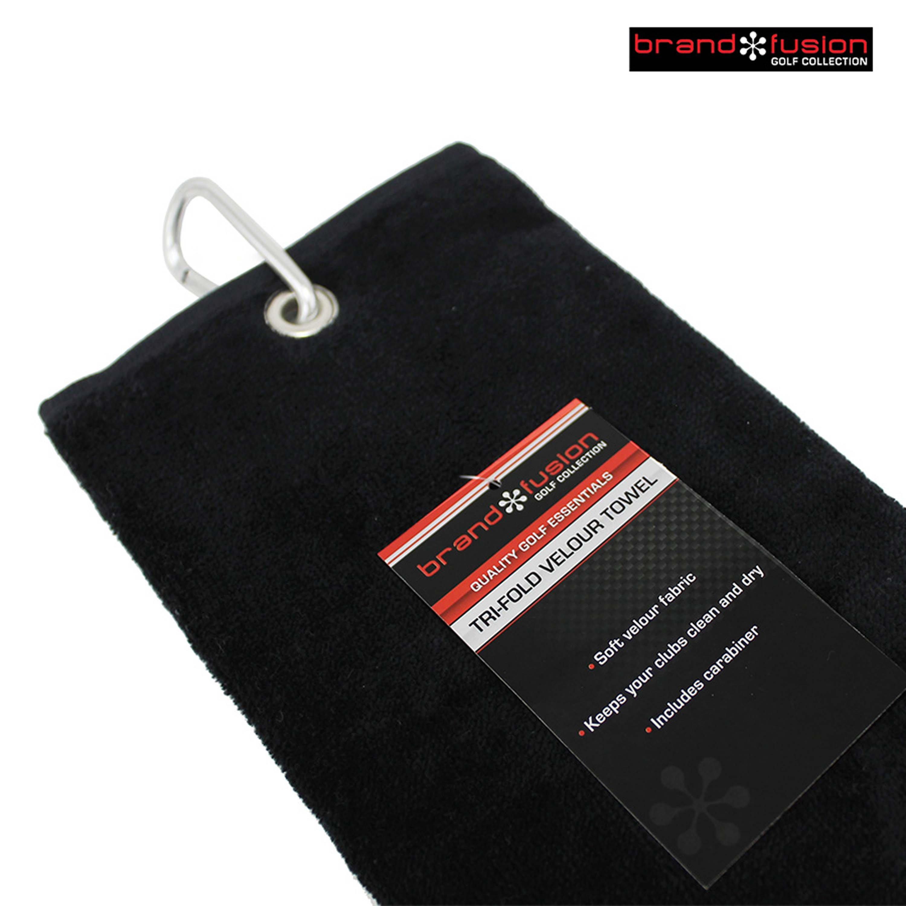 Black - Brand Fusion - Tri Fold Velour Towel - 2