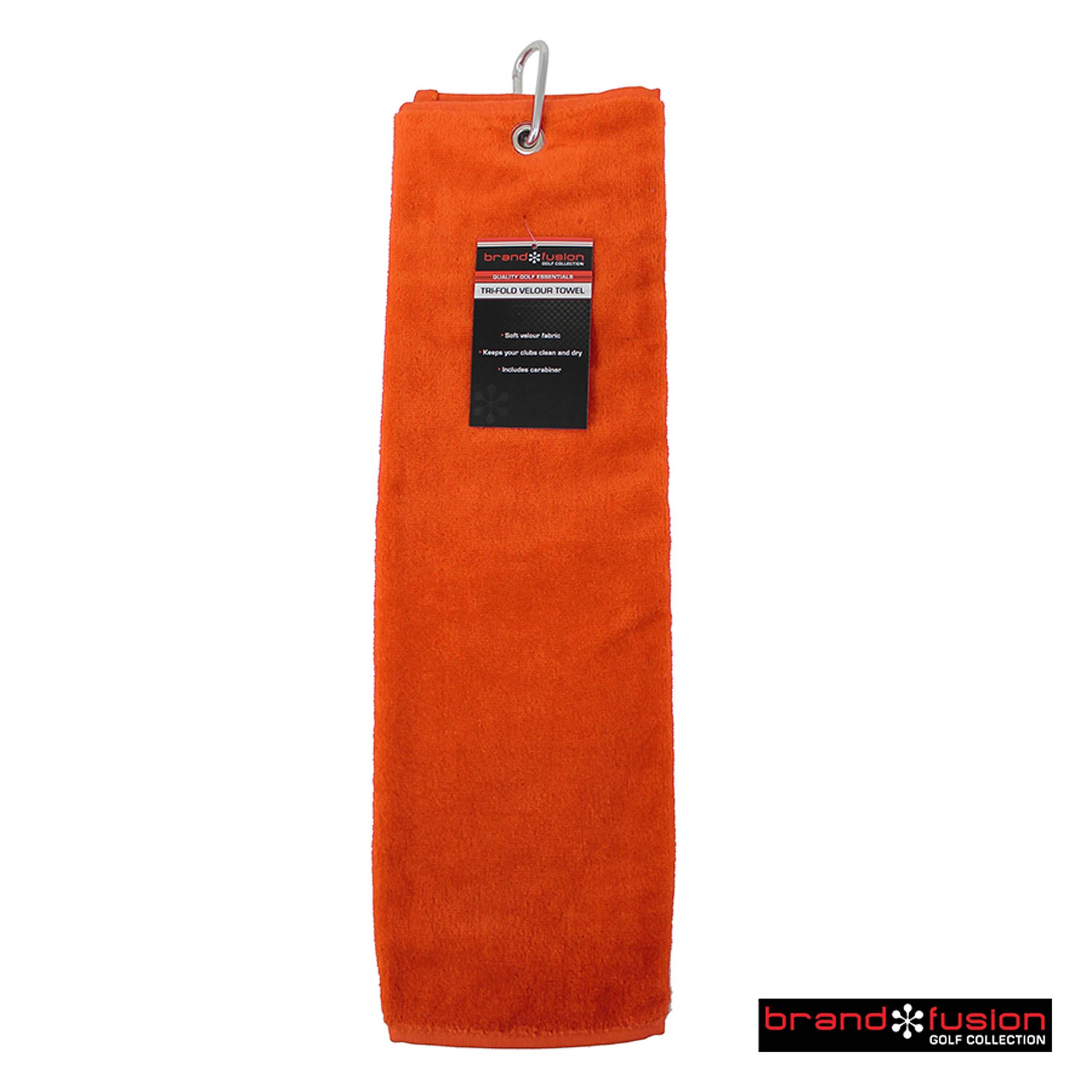 Orange - Brand Fusion - Tri Fold Velour Towel - 1