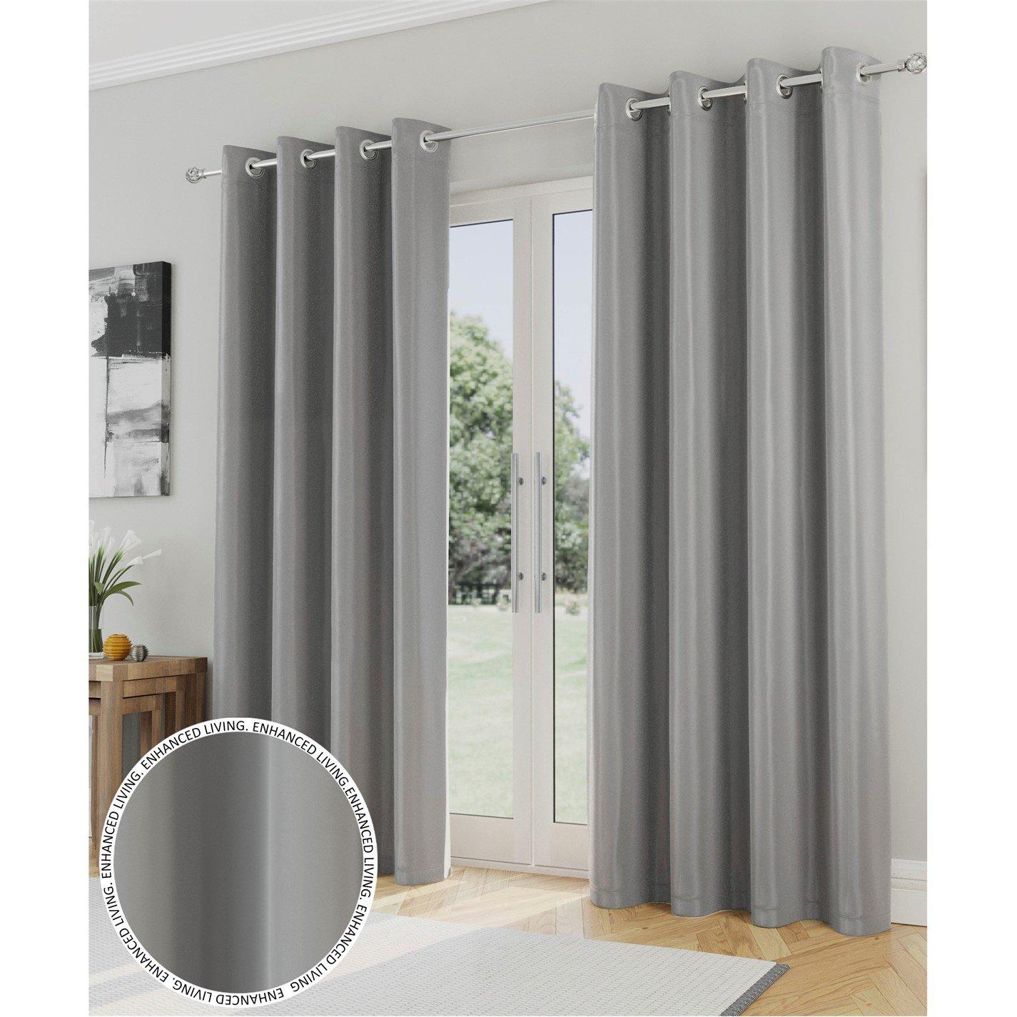 Enhanced Living  Supersoft Thermal Blockout Eyelet Curtains Grey - 168x183cm