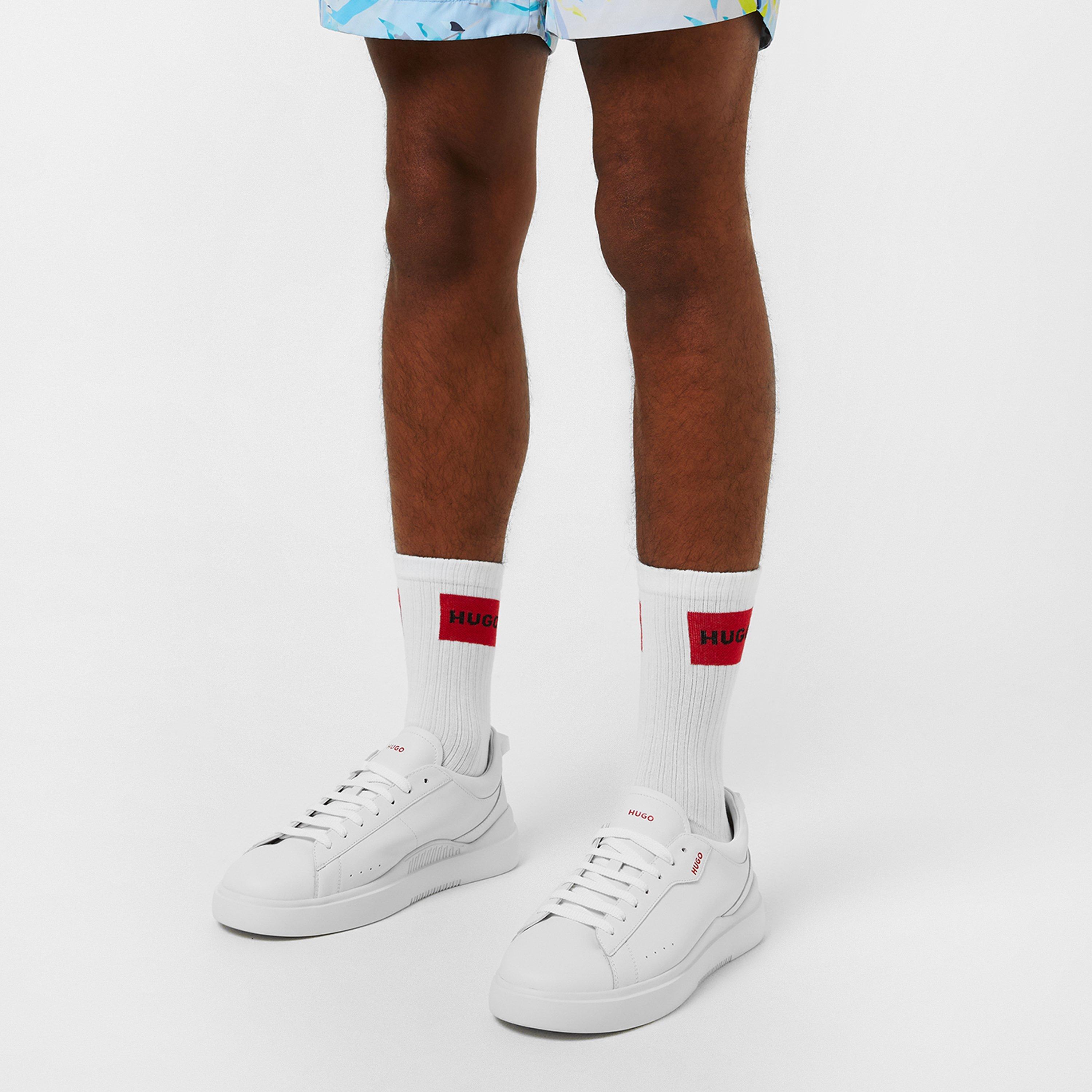 White 100 - Hugo - Men's 2 Pack Label Crew Socks - 2