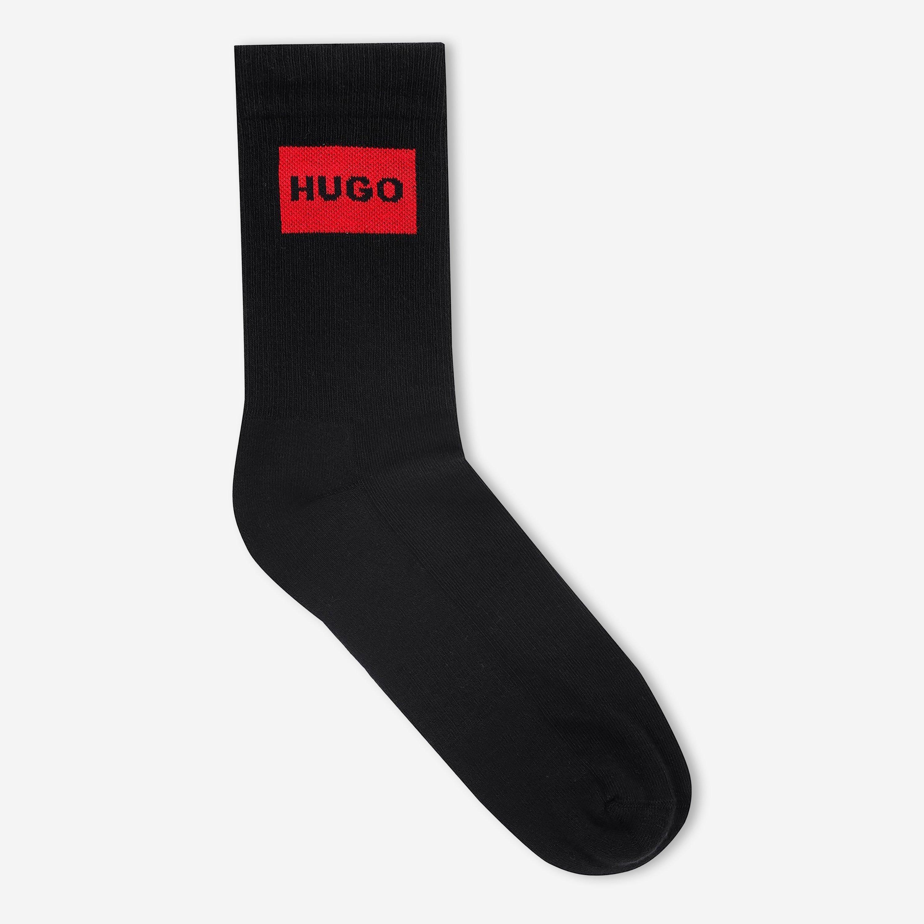 Black 001 - Hugo - Men's 2 Pack Label Crew Socks