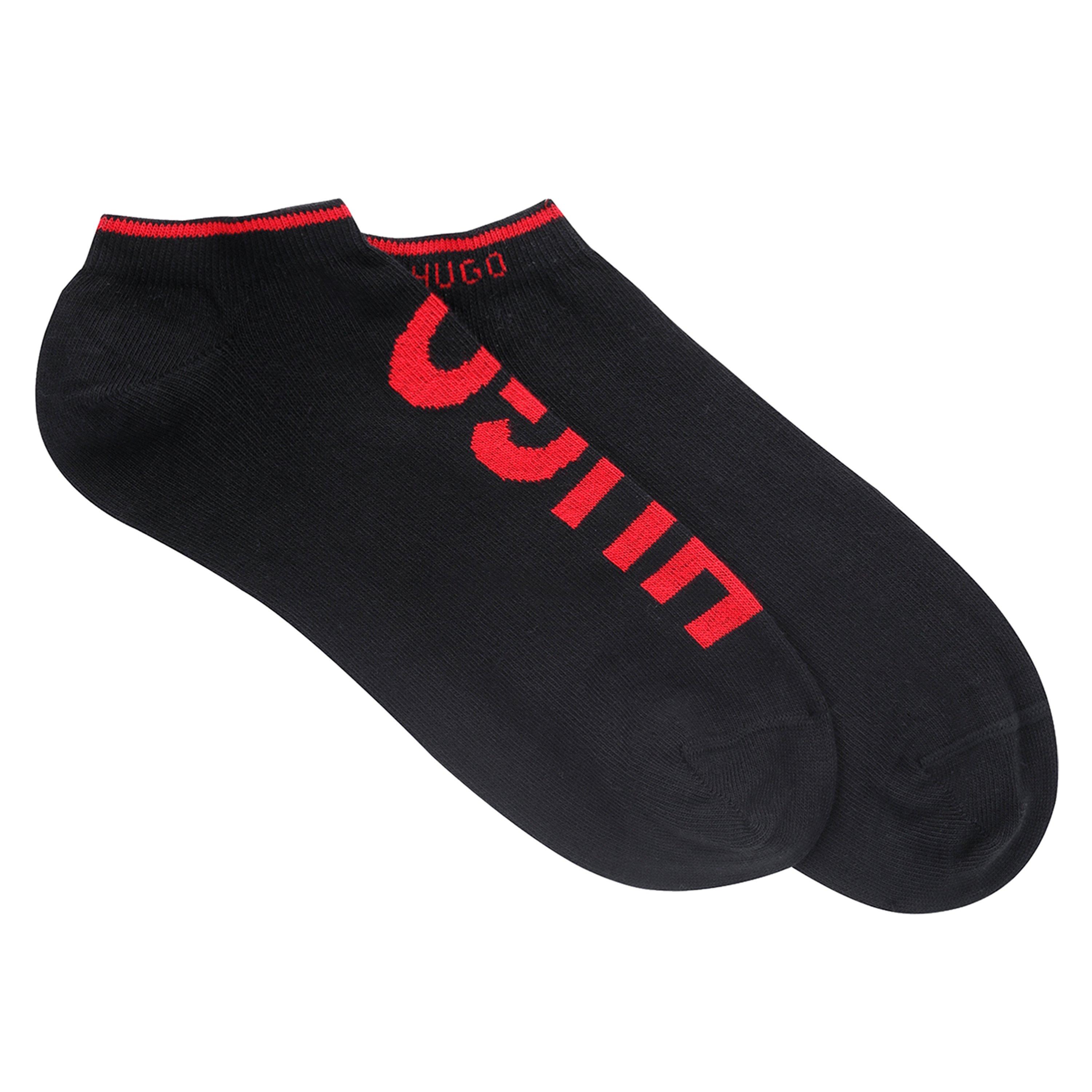 Black 001 - Hugo - Men's Logo 2 Pack Trainer Socks