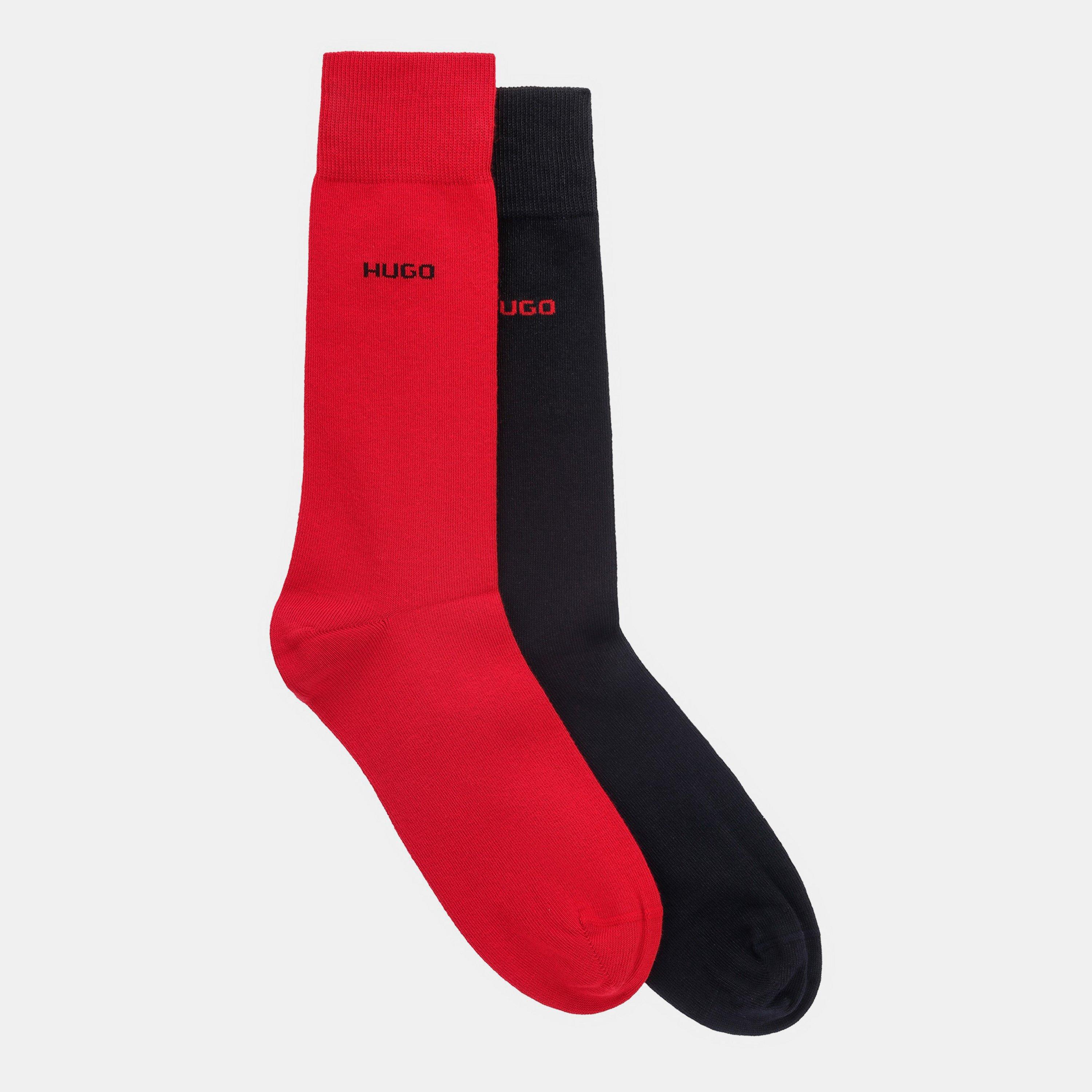 Hugo Men's Logo Crew Socks 2-Pack - Black/Red 693 - 9-11