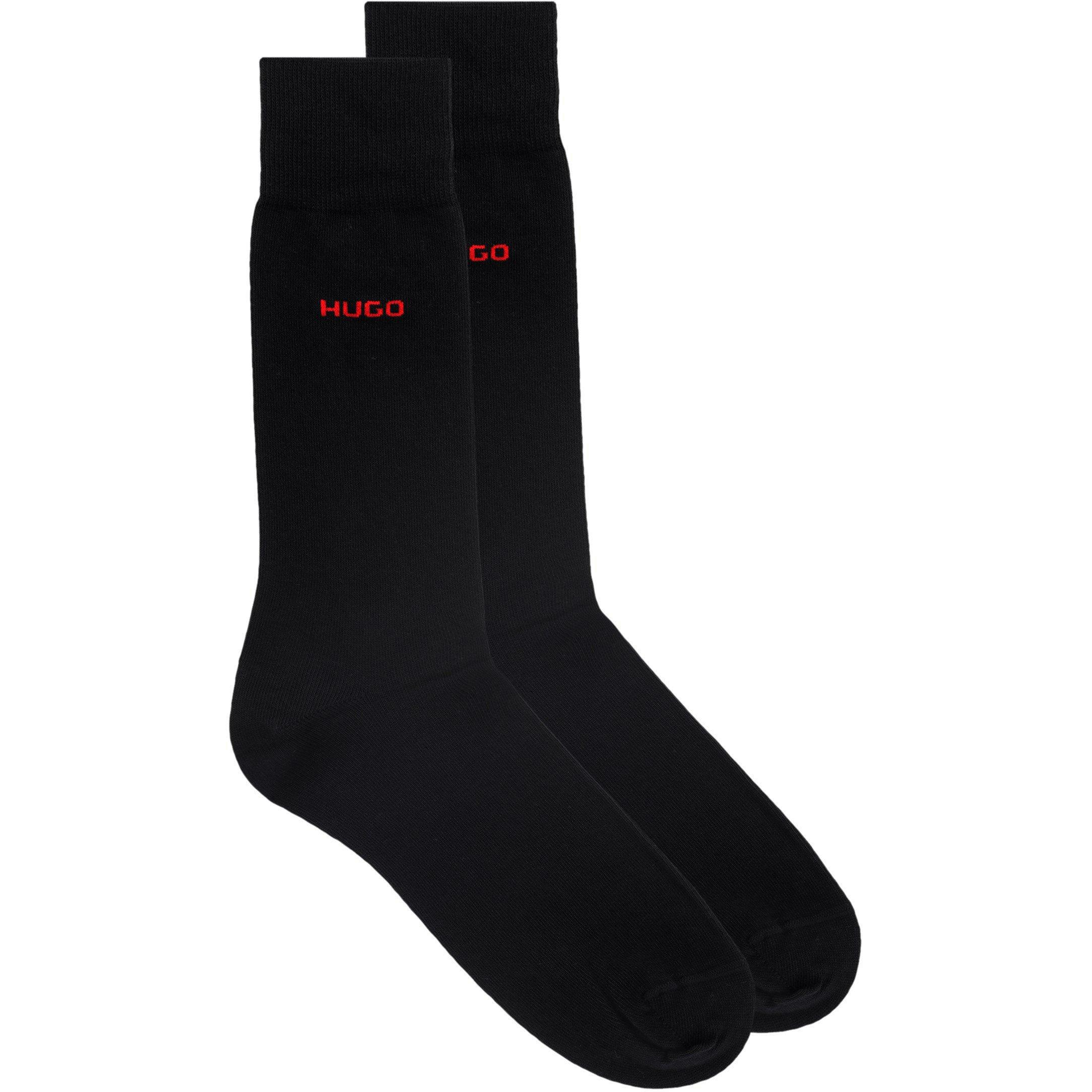 Black 001 - Hugo - Men's Logo Crew Socks 2-Pack - 1