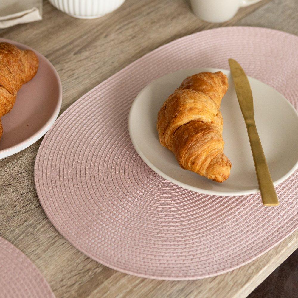 D C Fix  Wipe Clean Oval Weave Placemats Blush - Blush Pink - 29 X 44CM