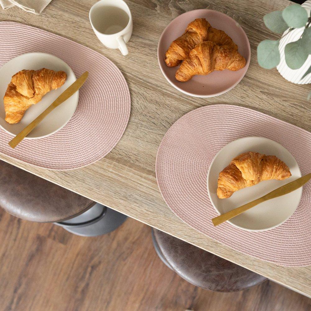 Blush Pink - D C Fix - Wipe Clean Oval Weave Placemats Blush - 4