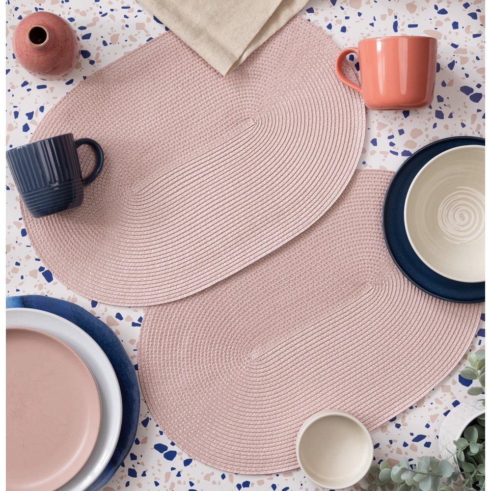 Blush Pink - D C Fix - Wipe Clean Oval Weave Placemats Blush - 5