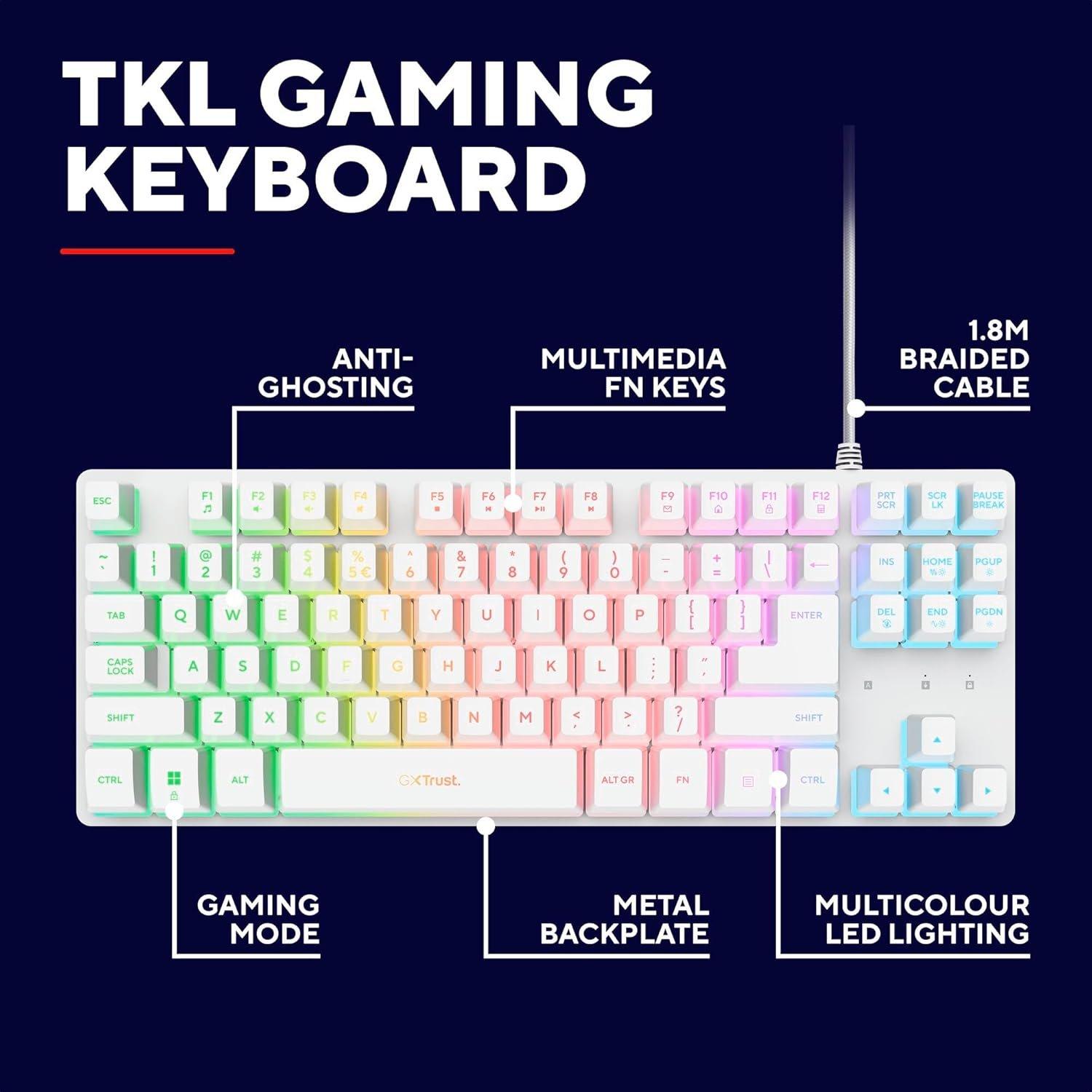Wit - Trust - GXT 833W Thado TKL Illuminated RGB Gaming Keyboard - 2