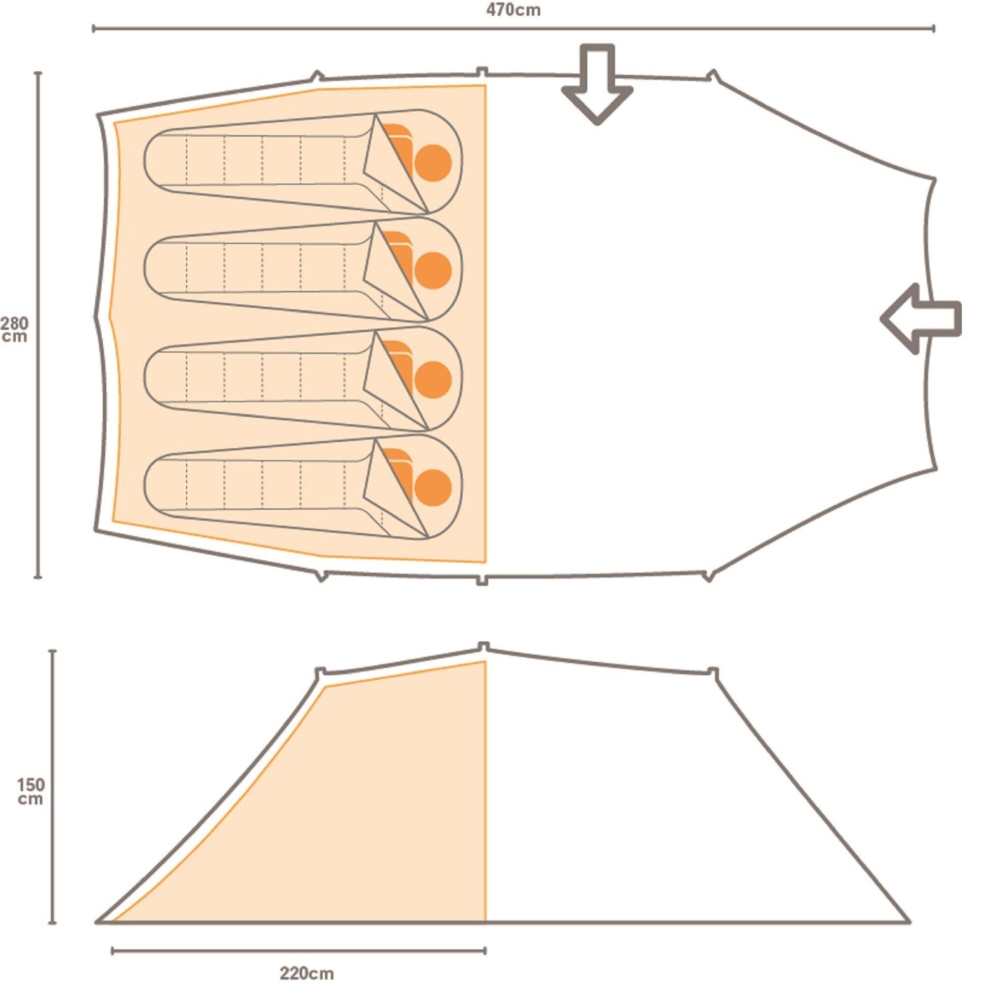 Extgrn/Green - Regatta - Vester 4 Person Tent - 2