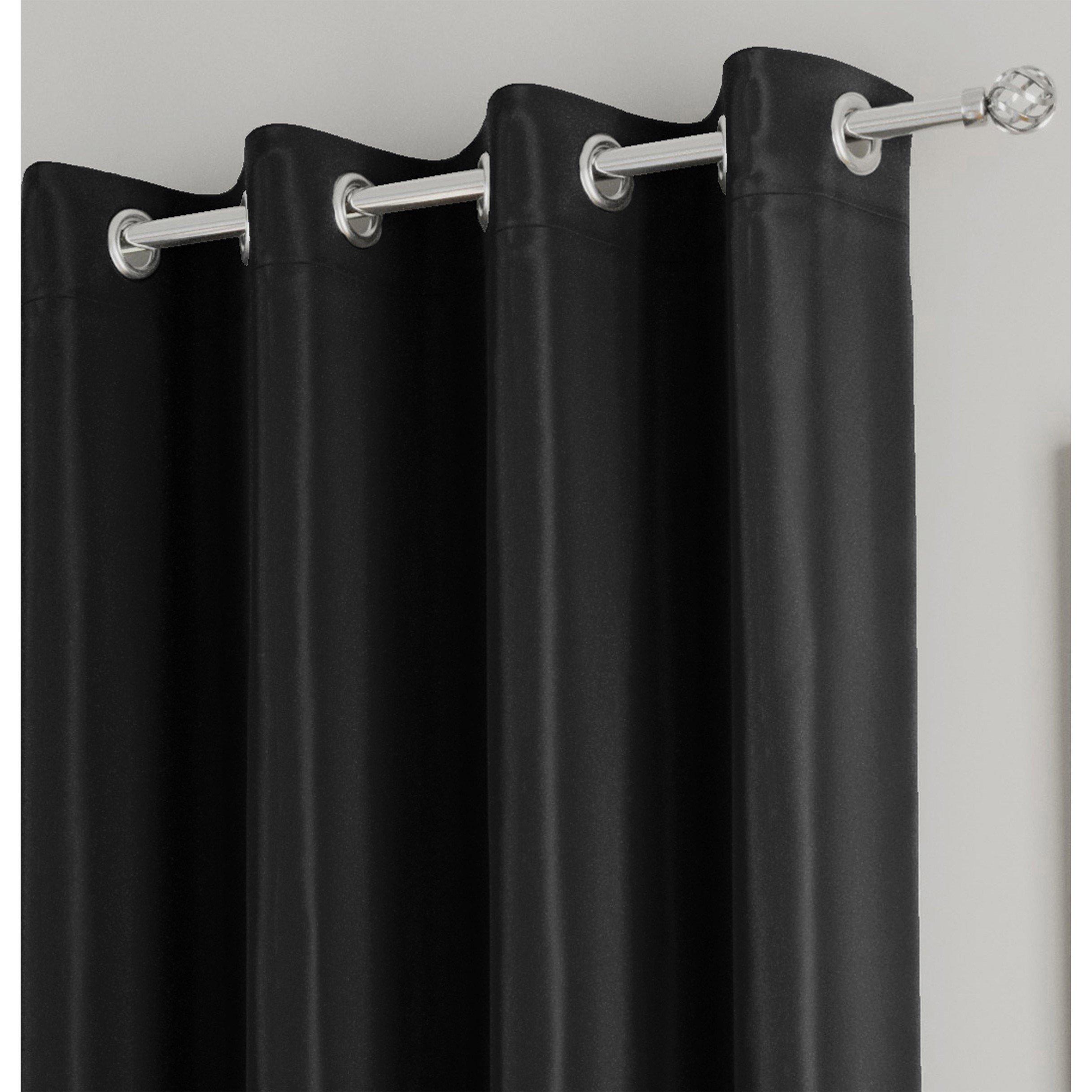 Black - Enhanced Living - Supersoft Black Thermal Blockout Eyelet Curtains - 2