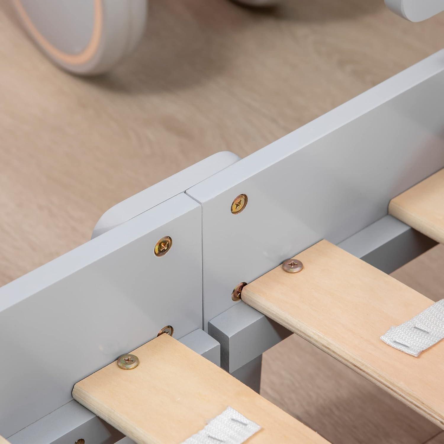 Grey - HOMCOM - Kids Toddler Bed with Star and Moon Patterns - 8