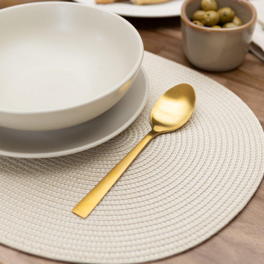 D C Fix  Wipe Clean Oval Weave Placemats Almond - 29 X 44CM