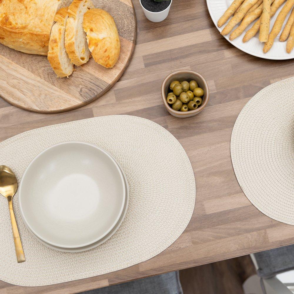 Almond - D C Fix - Wipe Clean Oval Weave Placemats Almond - 4