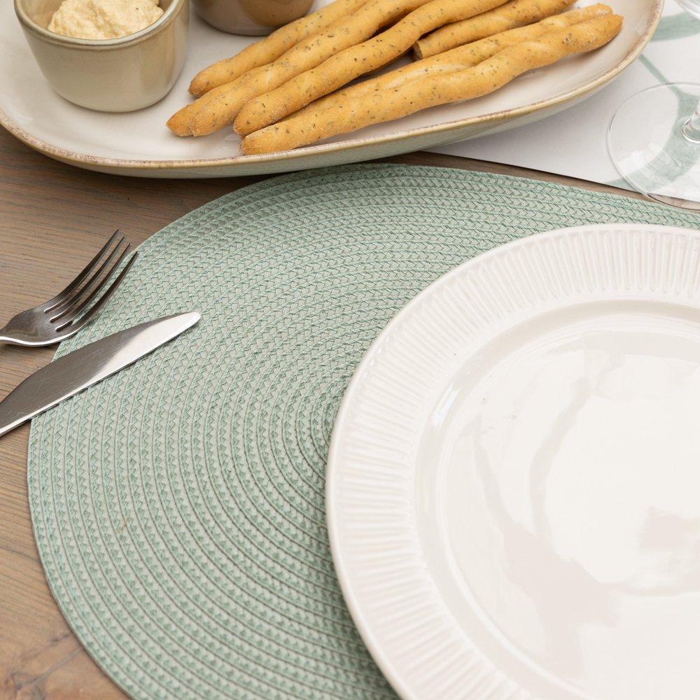 D C Fix  Wipe Clean Oval Weave Placemats Sage Green - 29 X 44CM