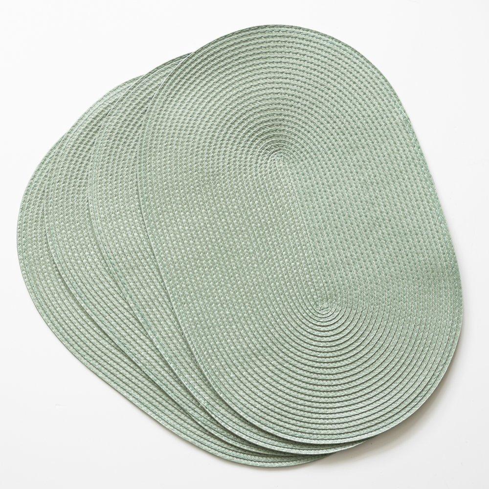 Sage Green - D C Fix - Wipe Clean Oval Weave Placemats Sage Green - 2